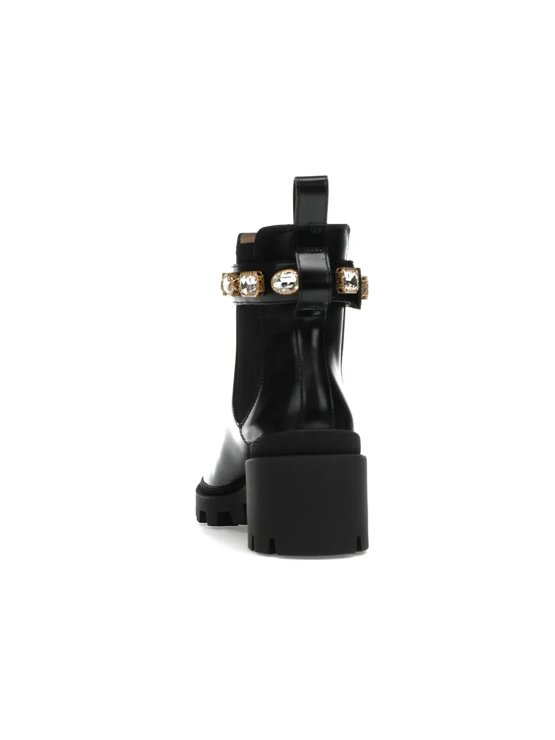 Ботинки женские Gucci Crystal Belt 60mm Ankle Boot, с кристаллами — изображение 4 из 4, черный/золотистый