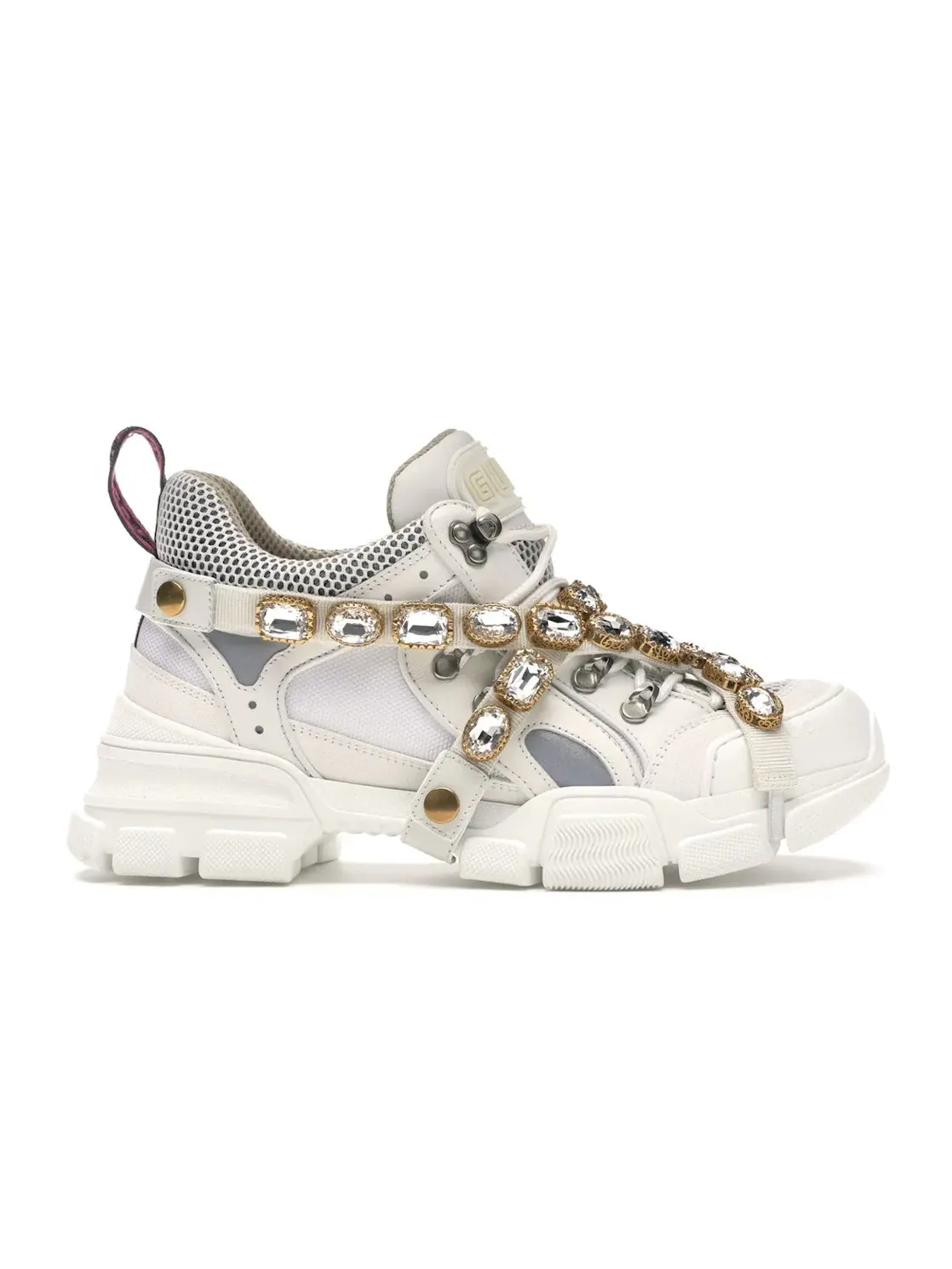 Кроссовки женские Gucci Flashtrek на платформе, с кристаллическими украшениями — изображение 1 из 4, белый