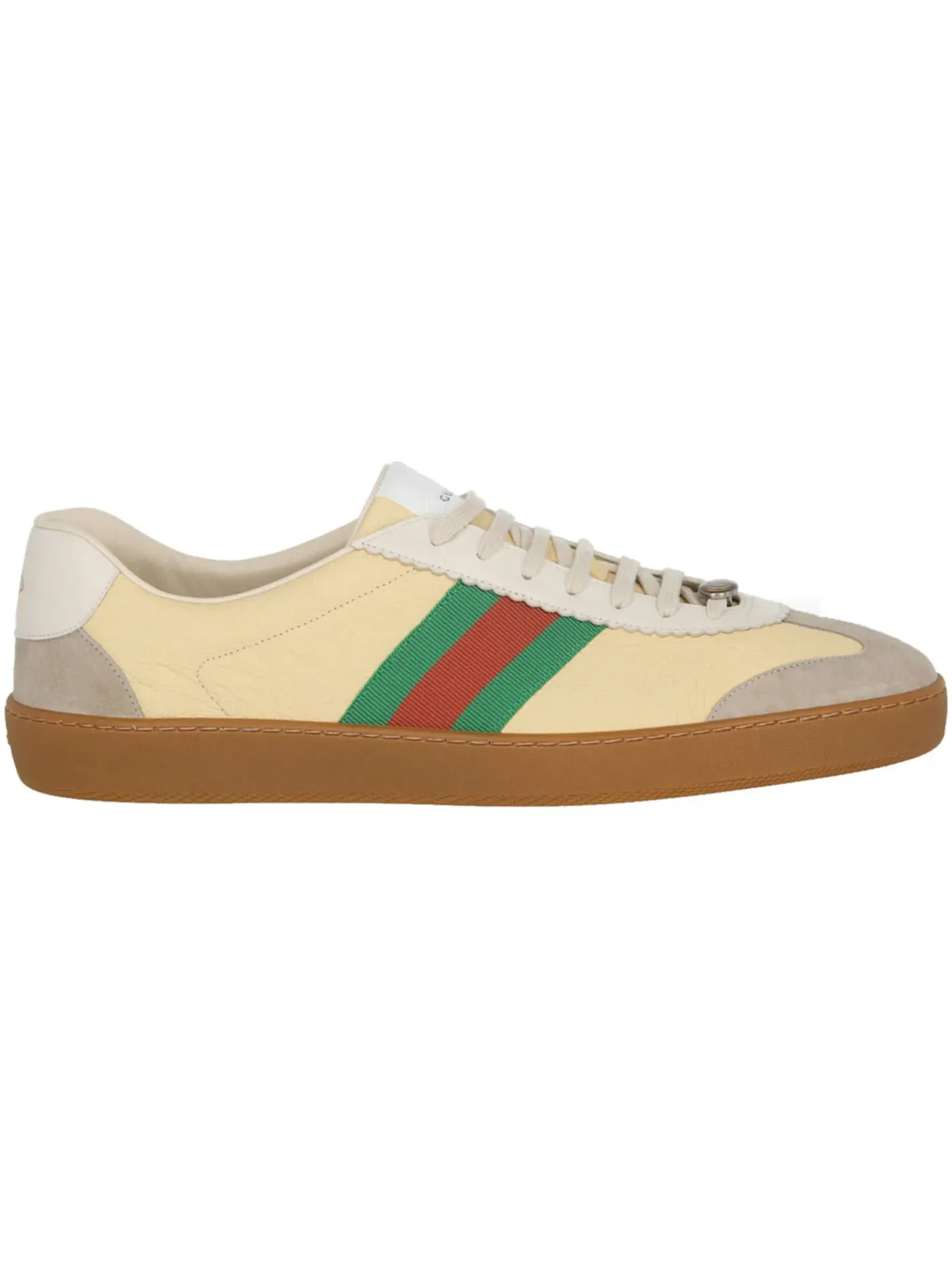 Кроссовки мужские Gucci G74 Web Low Sneakers, с веб-полоской — изображение 1 из 1, овсяный