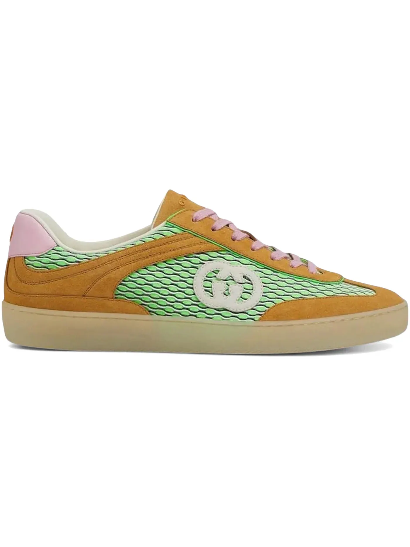 Кроссовки мужские Gucci G75 Low Sneakers, низкий силуэт — изображение 1 из 1, зеленый/коричневый