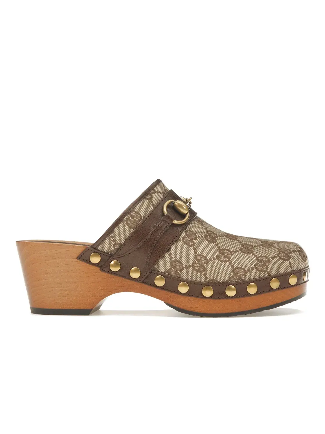 Туфли женские Gucci GG 35mm Clog, на каблуке — изображение 1 из 4, бежевый/коричневый