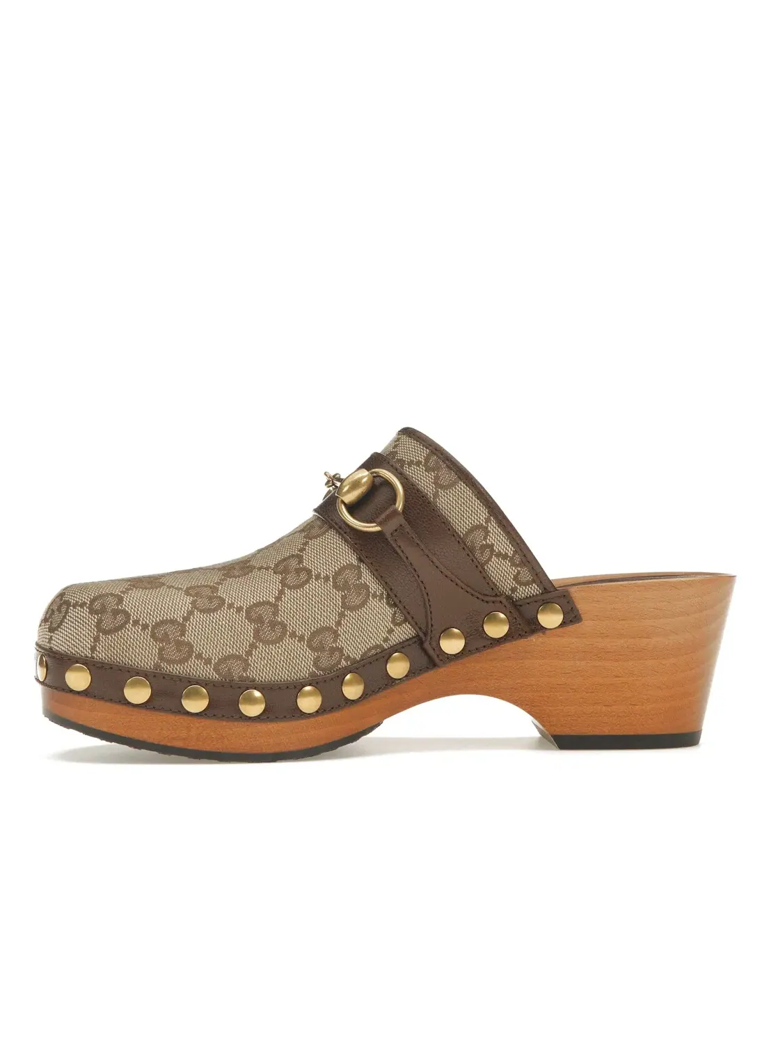 Туфли женские Gucci GG 35mm Clog, на каблуке — изображение 3 из 4, бежевый/коричневый