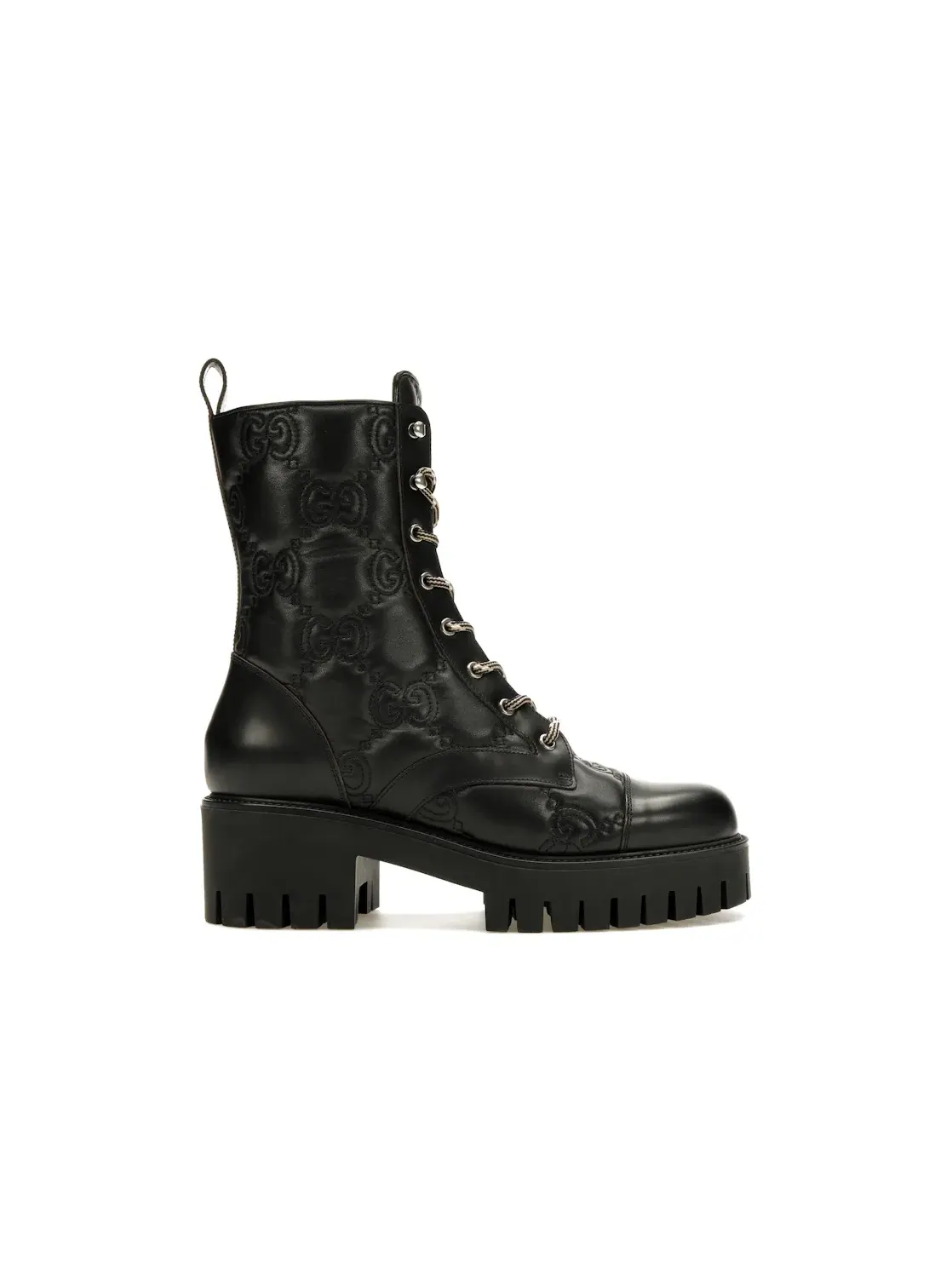 Ботинки женские Gucci GG 70mm Quilted Lace Up Boots — изображение 1 из 4, черный