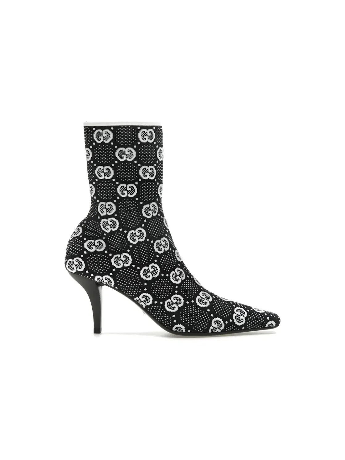 Ботильоны Gucci GG 75mm Knit Ankle Boots, с принтом GG — изображение 1 из 4, черный/белый