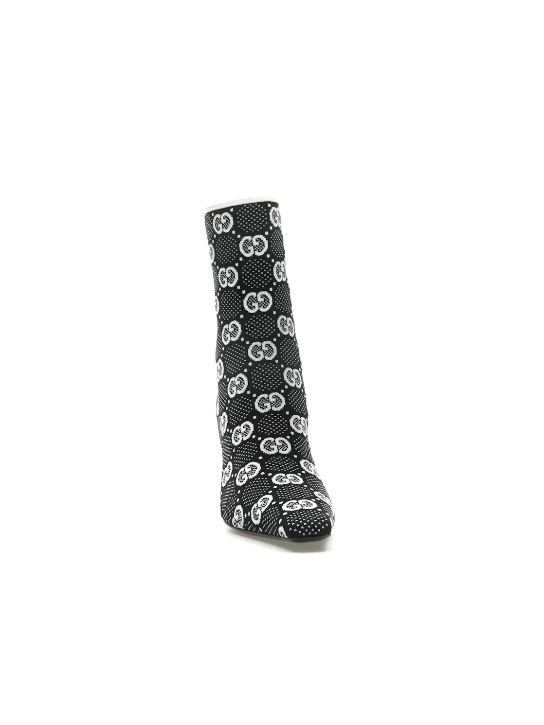 Ботильоны Gucci GG 75mm Knit Ankle Boots, с принтом GG — изображение 2 из 4, черный/белый