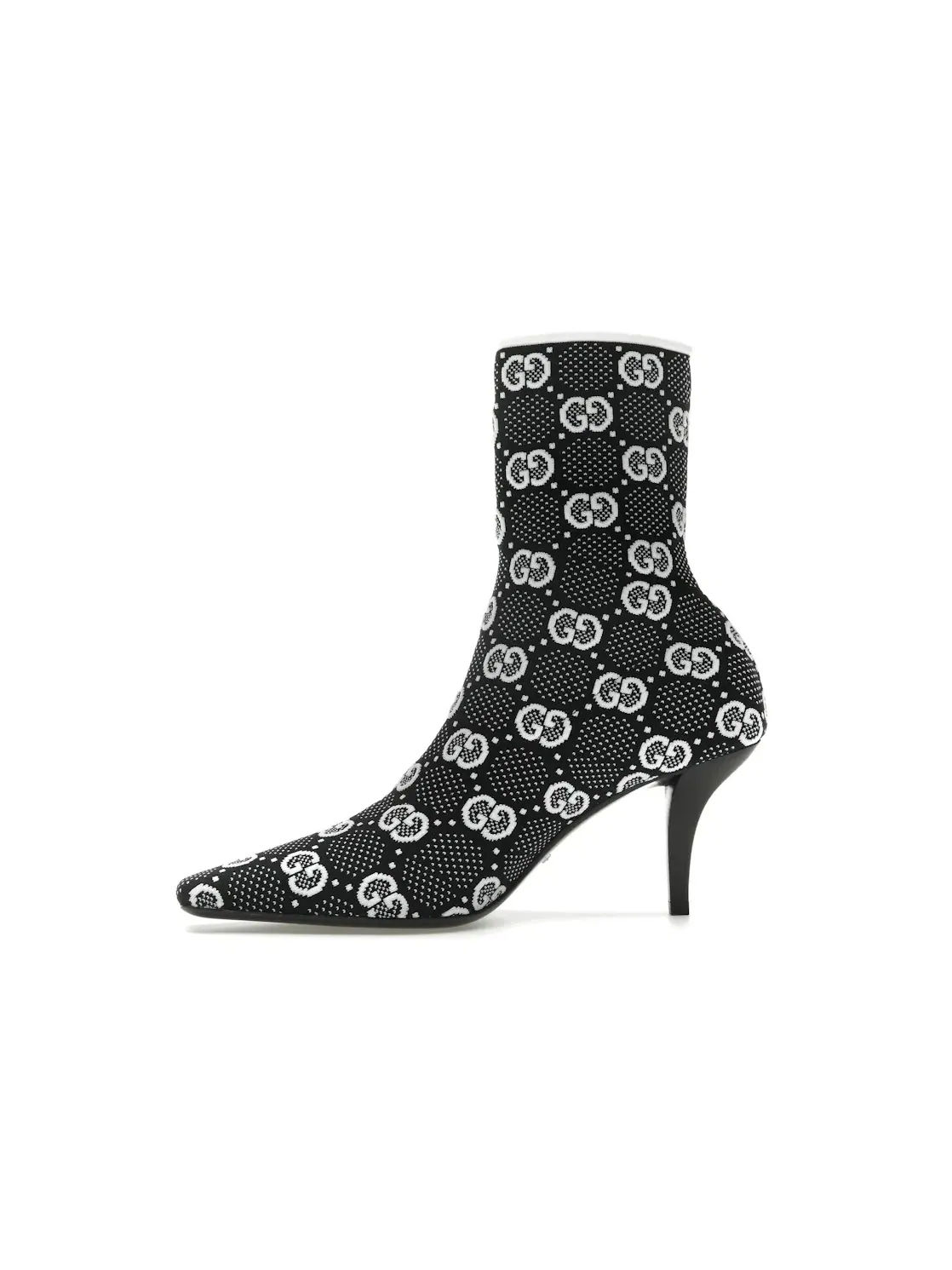 Ботильоны Gucci GG 75mm Knit Ankle Boots, с принтом GG — изображение 3 из 4, черный/белый