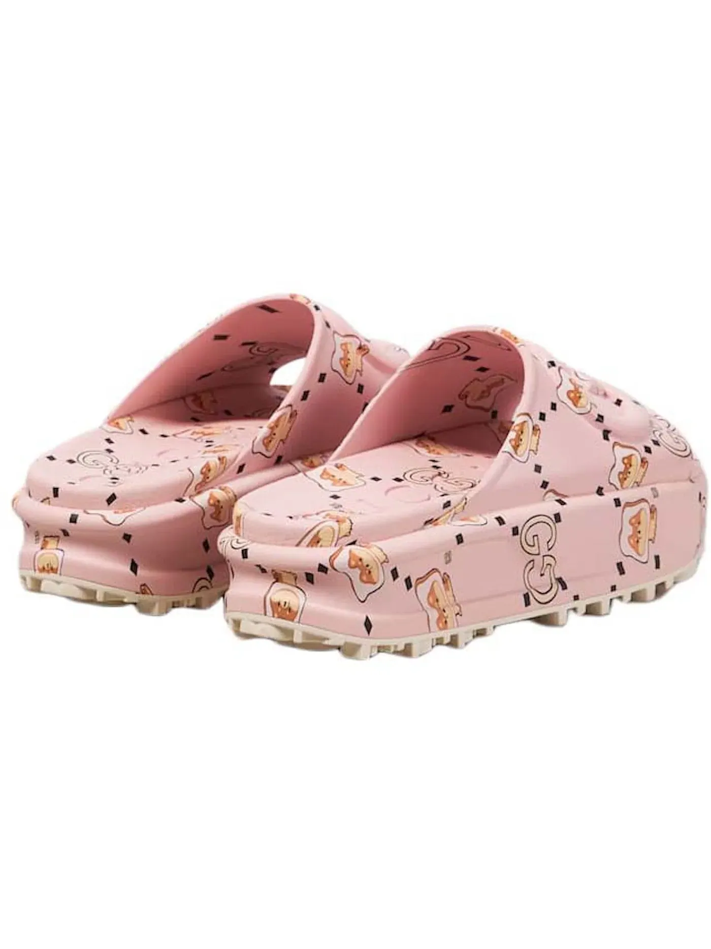 Шлепанцы Gucci GG Animal Print Rubber Slide — изображение 2 из 2, розовый