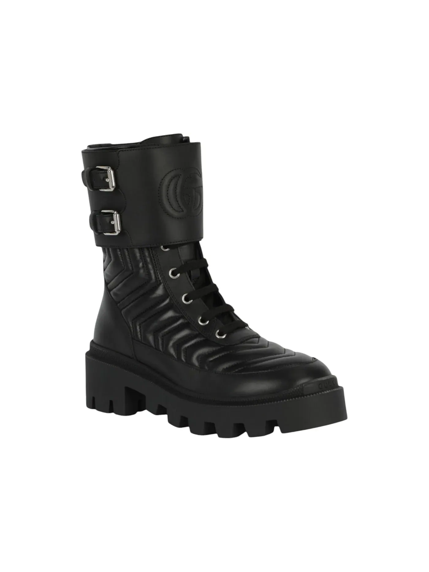 Ботинки-челси женские Gucci GG Combat Boots, кожаные — изображение 2 из 3, черный