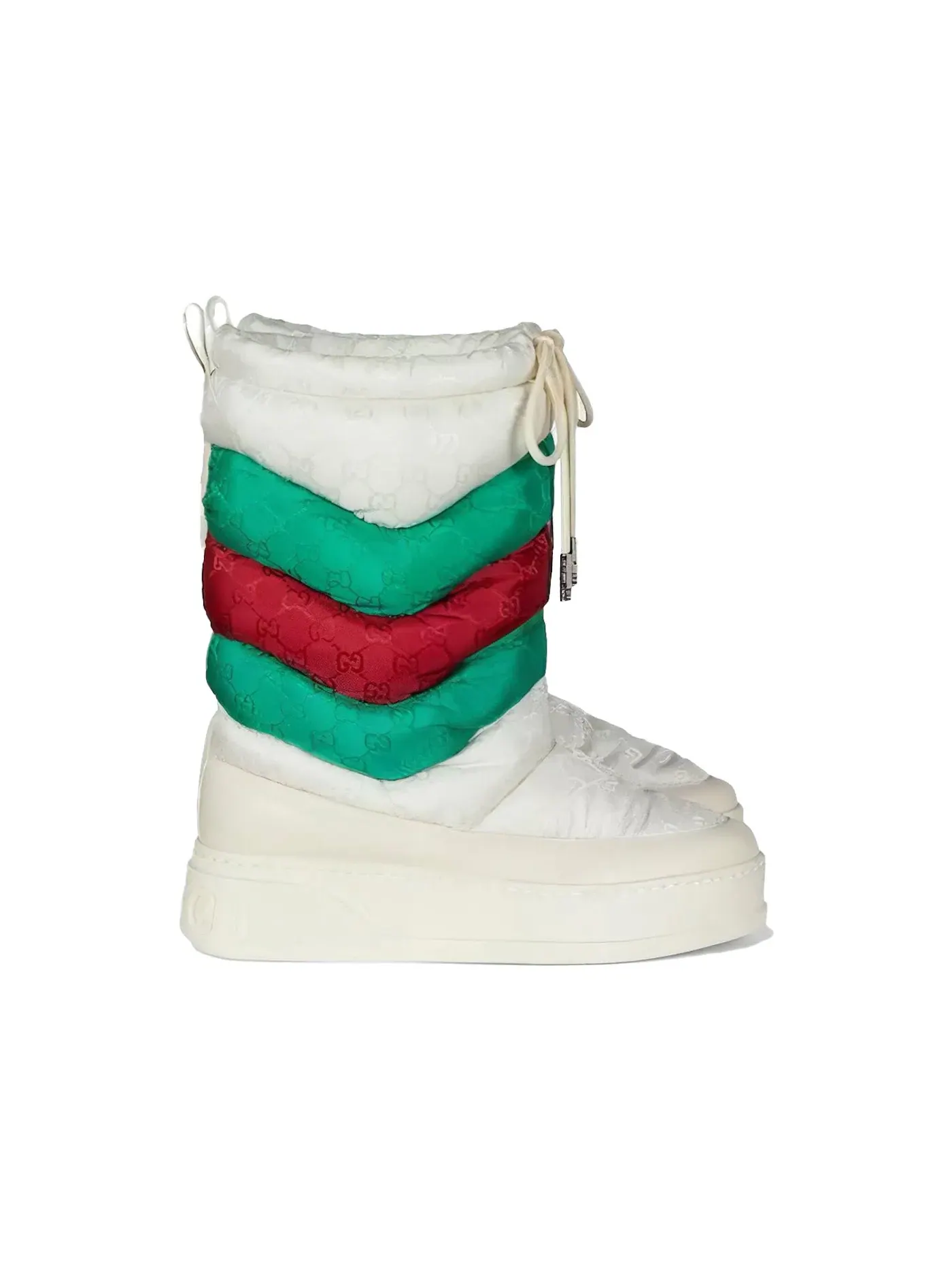 Ботинки женские Gucci GG Chevron Boots, кожаные — изображение 1 из 1, белый/зеленый/красный