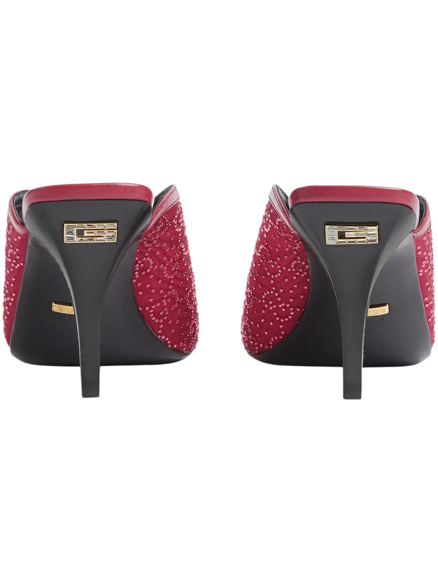 Босоножки Gucci GG Crystal на каблуке с кристаллами — изображение 3 из 4, красный