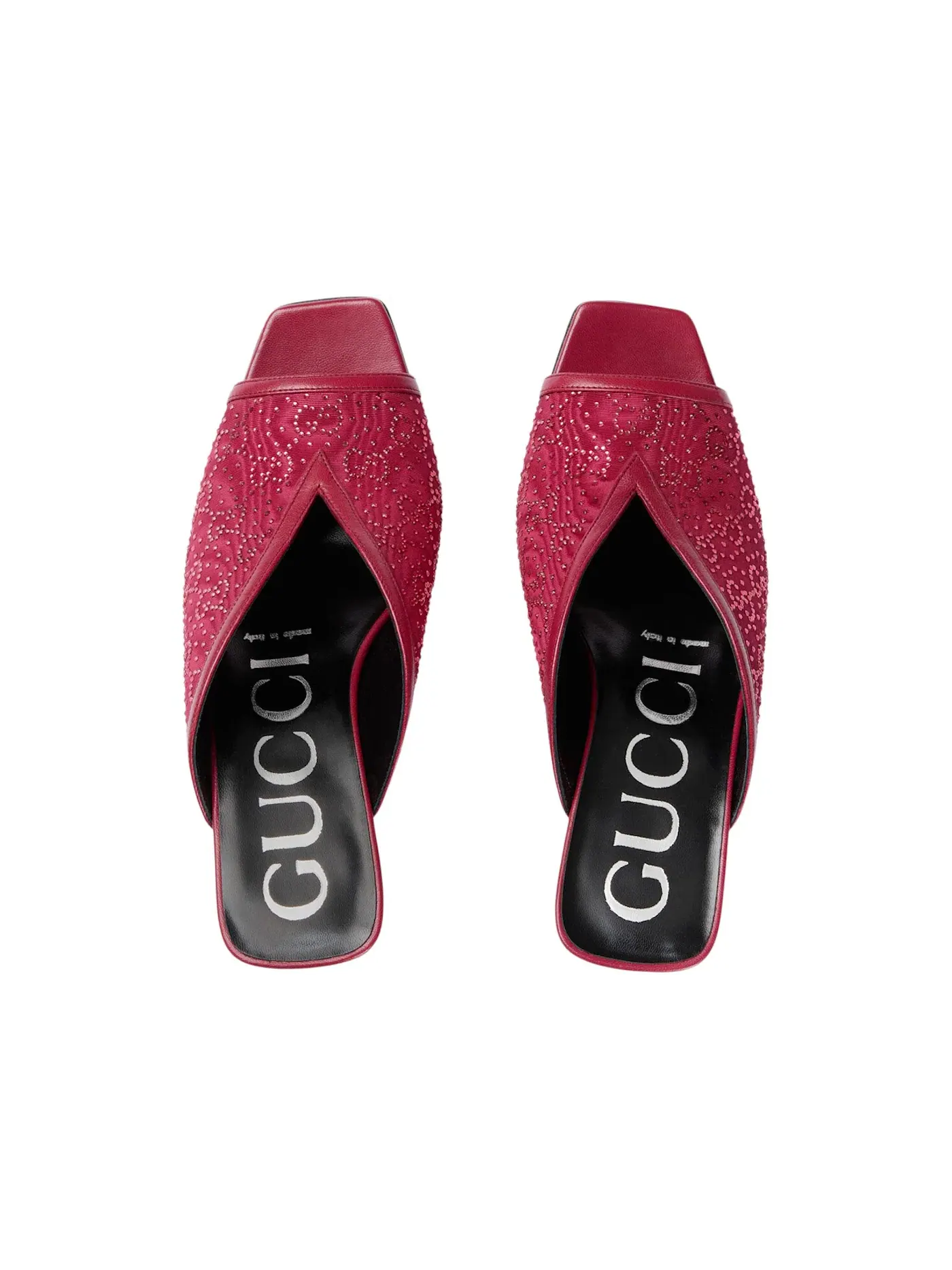 Босоножки Gucci GG Crystal на каблуке с кристаллами — изображение 4 из 4, красный