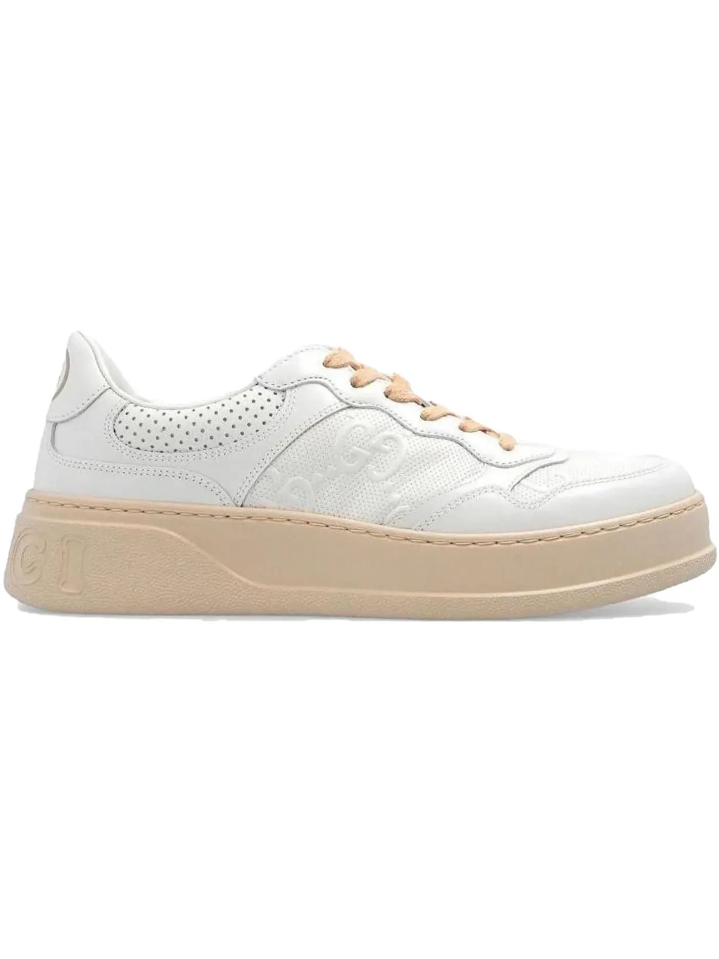 Кроссовки женские Gucci GG Embossed Sneaker, с тиснением GG — изображение 1 из 1, белый