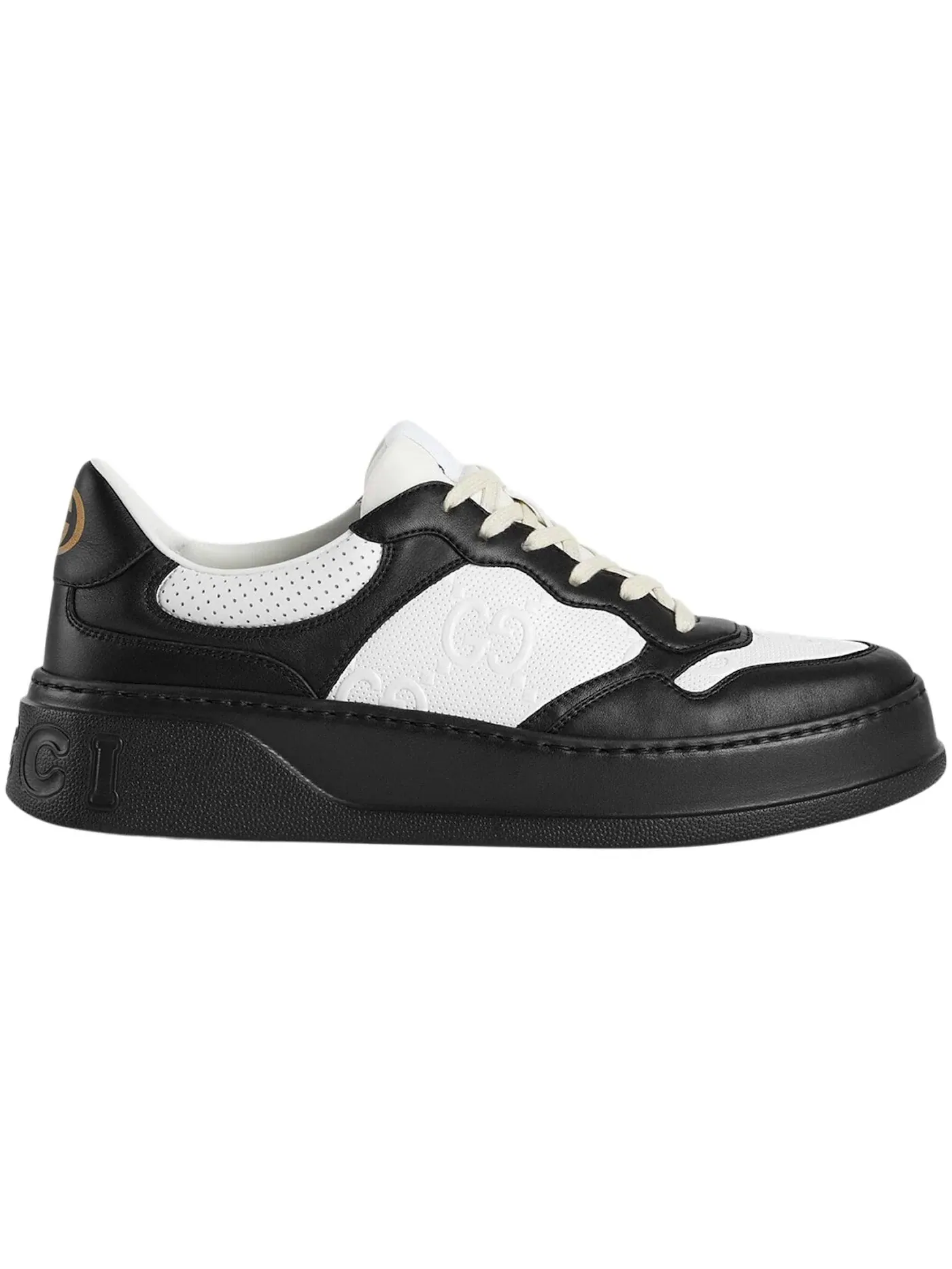 Кроссовки мужские Gucci GG Embossed, кожаные — изображение 1 из 1, белый/черный