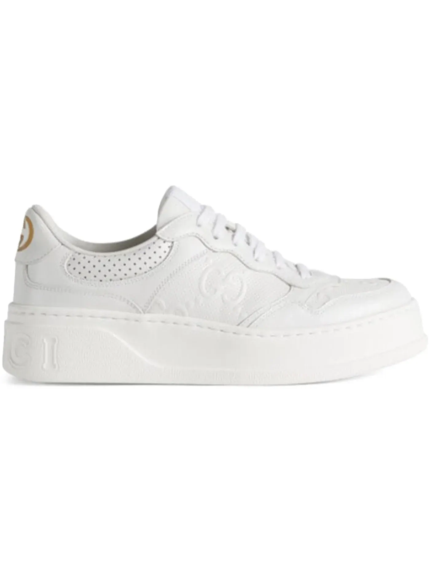 Кроссовки женские Gucci GG Embossed, тиснение GG — изображение 1 из 1, белый/белый