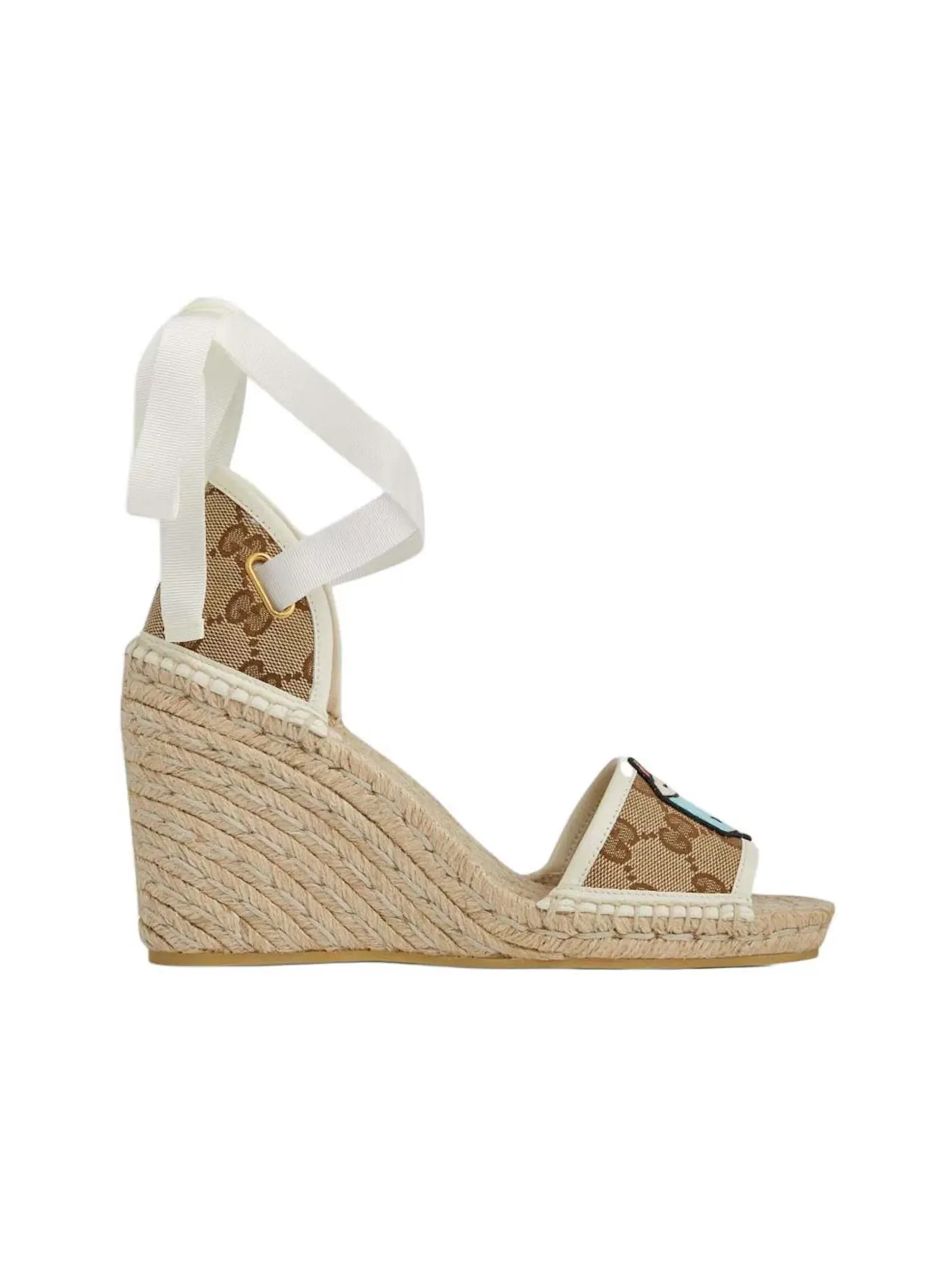 Туфли женские Gucci GG Espadrille with Patch, на каблуке, с принтом GG — изображение 1 из 3, бежевый