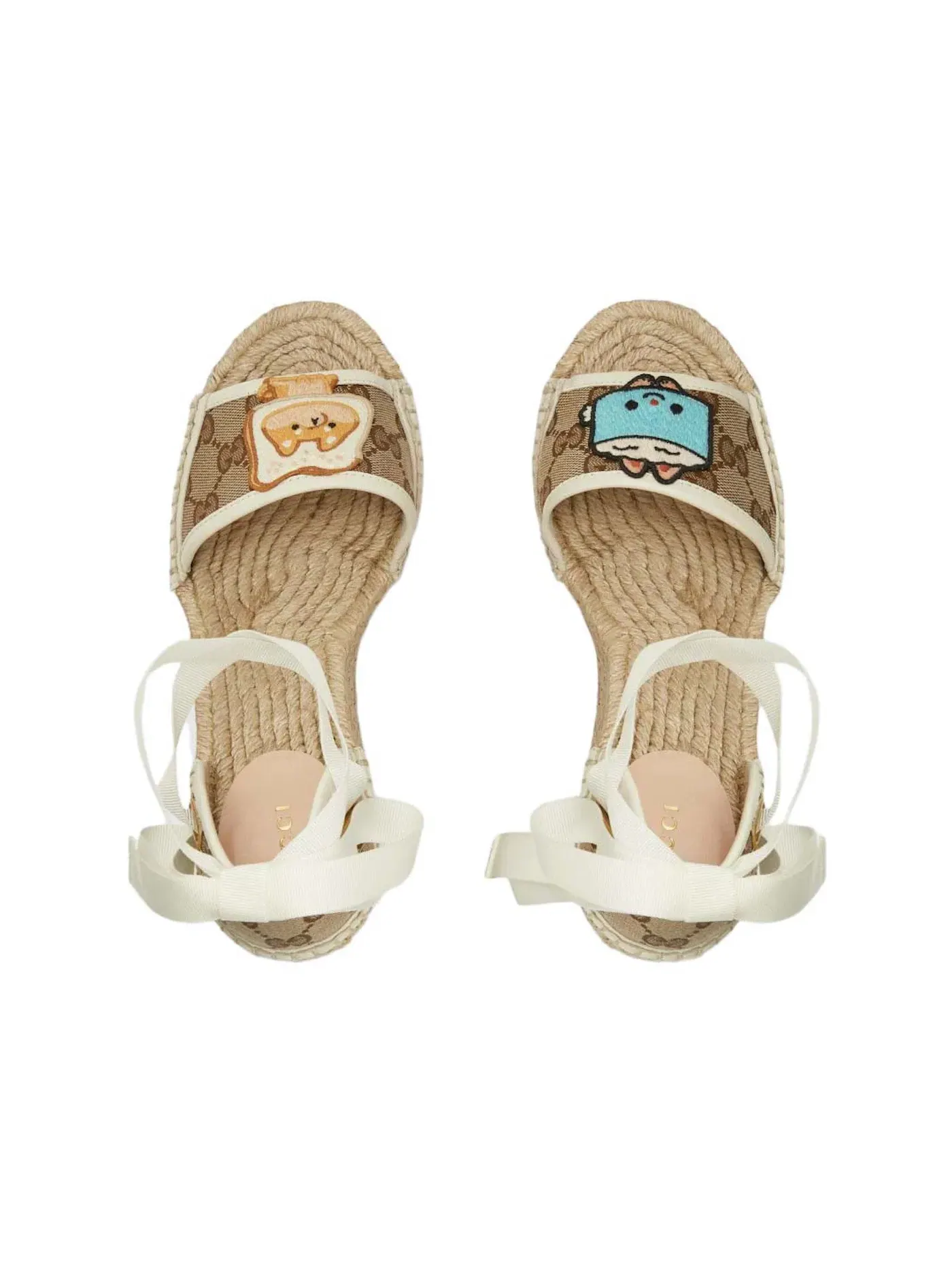 Туфли женские Gucci GG Espadrille with Patch, на каблуке, с принтом GG — изображение 3 из 3, бежевый