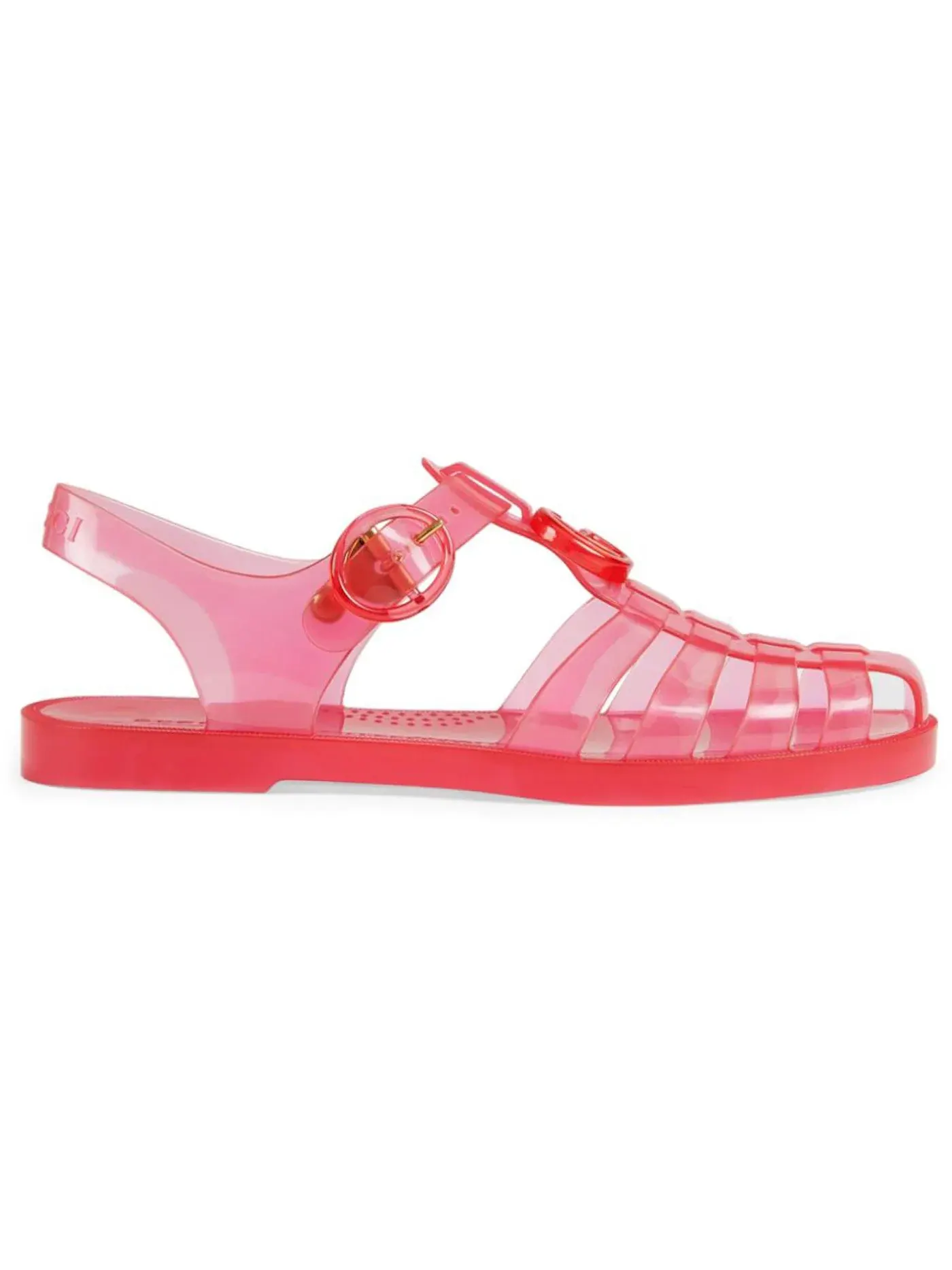 Сандалии женские Gucci GG Fisherman Sandal, прозрачные с логотипом GG