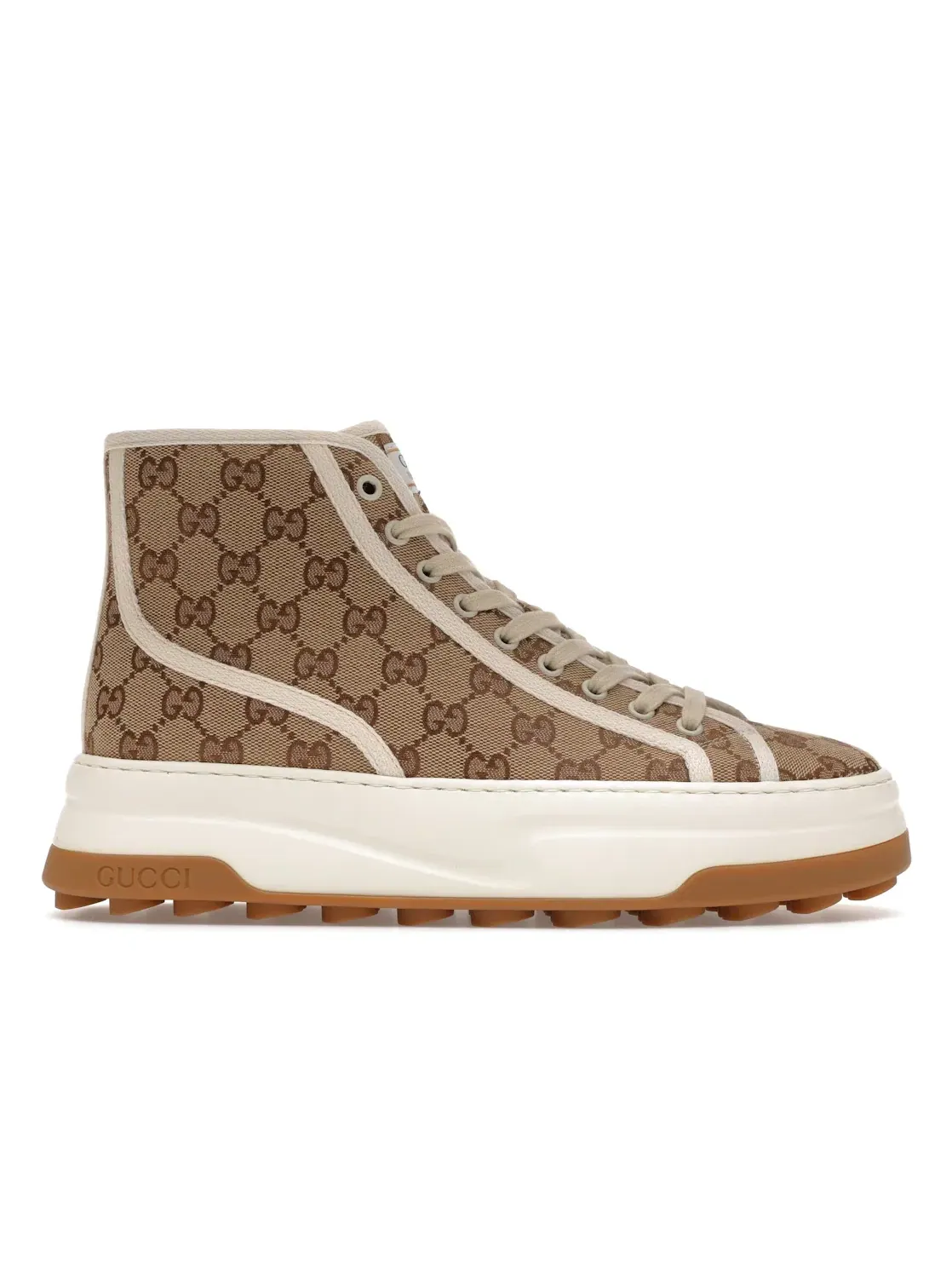 Кроссовки Gucci GG High Sneaker, с принтом Interlocking G — изображение 1 из 4, бежевый
