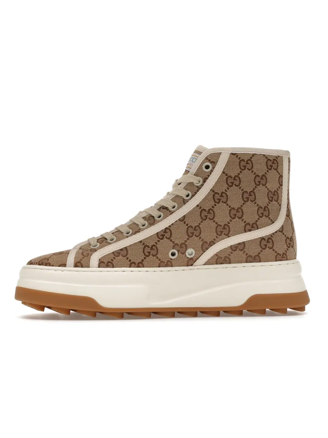 Кроссовки Gucci GG High Sneaker, с принтом Interlocking G — изображение 3 из 4, бежевый