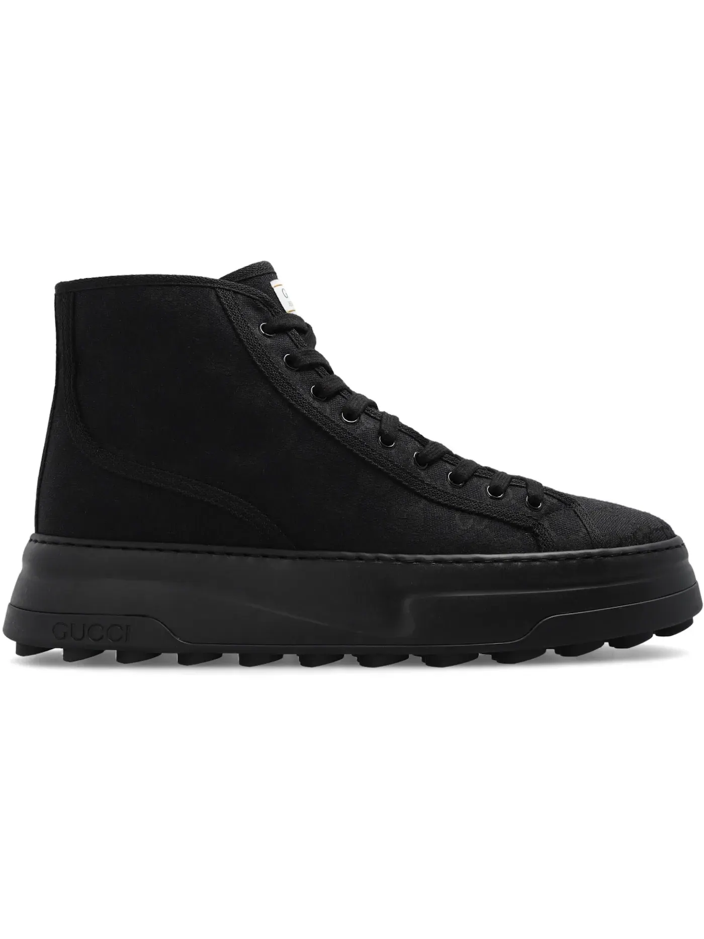 Кроссовки мужские высокие Gucci GG High Sneaker, с принтом GG — изображение 1 из 1, черный/черный