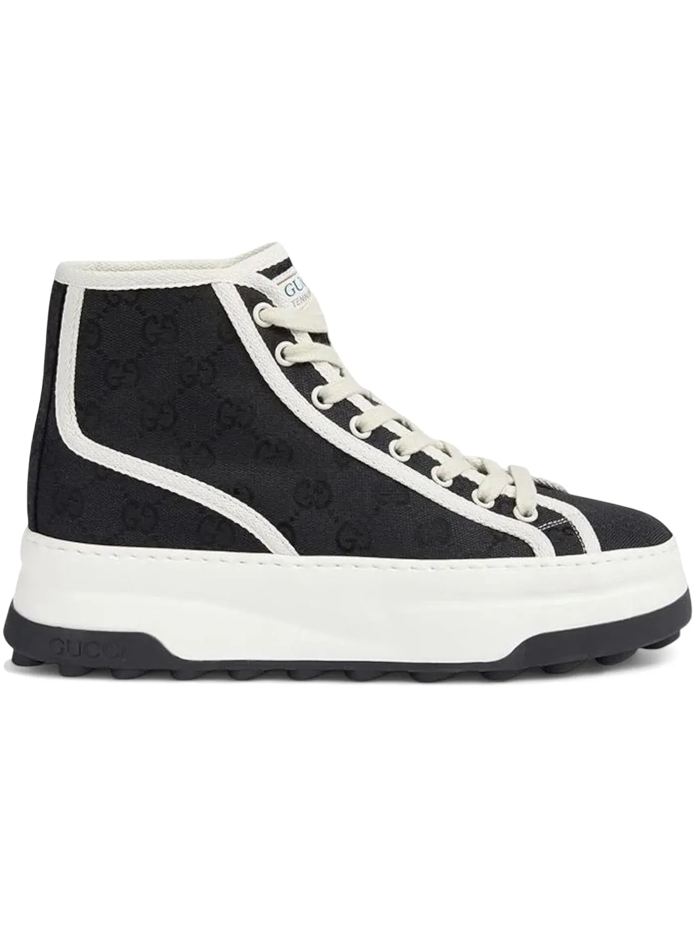 Кроссовки мужские Gucci GG High Sneaker, высокие, кожаные — изображение 1 из 1, черный/белый