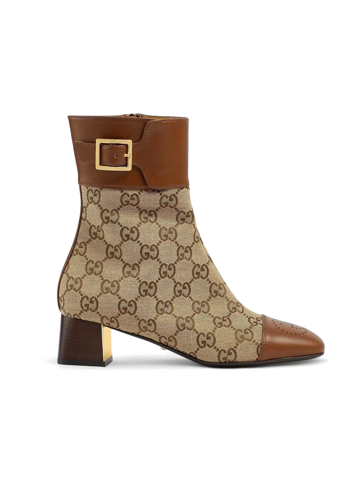 Ботильоны Gucci GG Monogram, кожаные, с монограммой — изображение 1 из 1, коричнево-бежевые