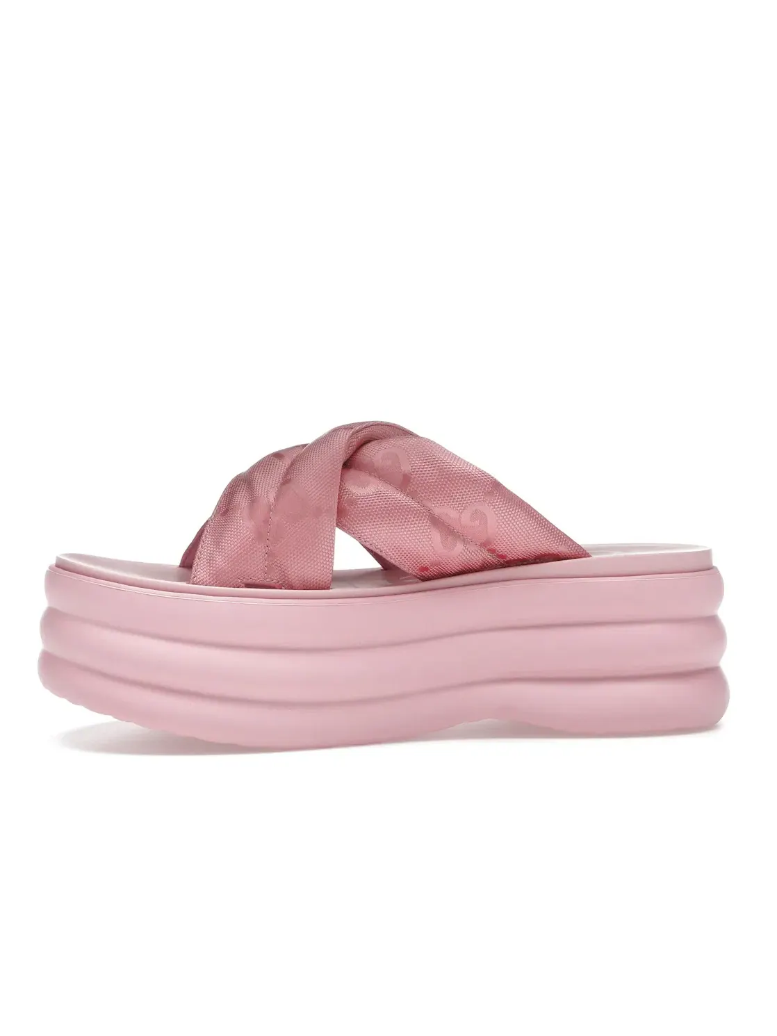 Шлепанцы женские Gucci GG Platform Slide, кожаные — изображение 3 из 4, розовый