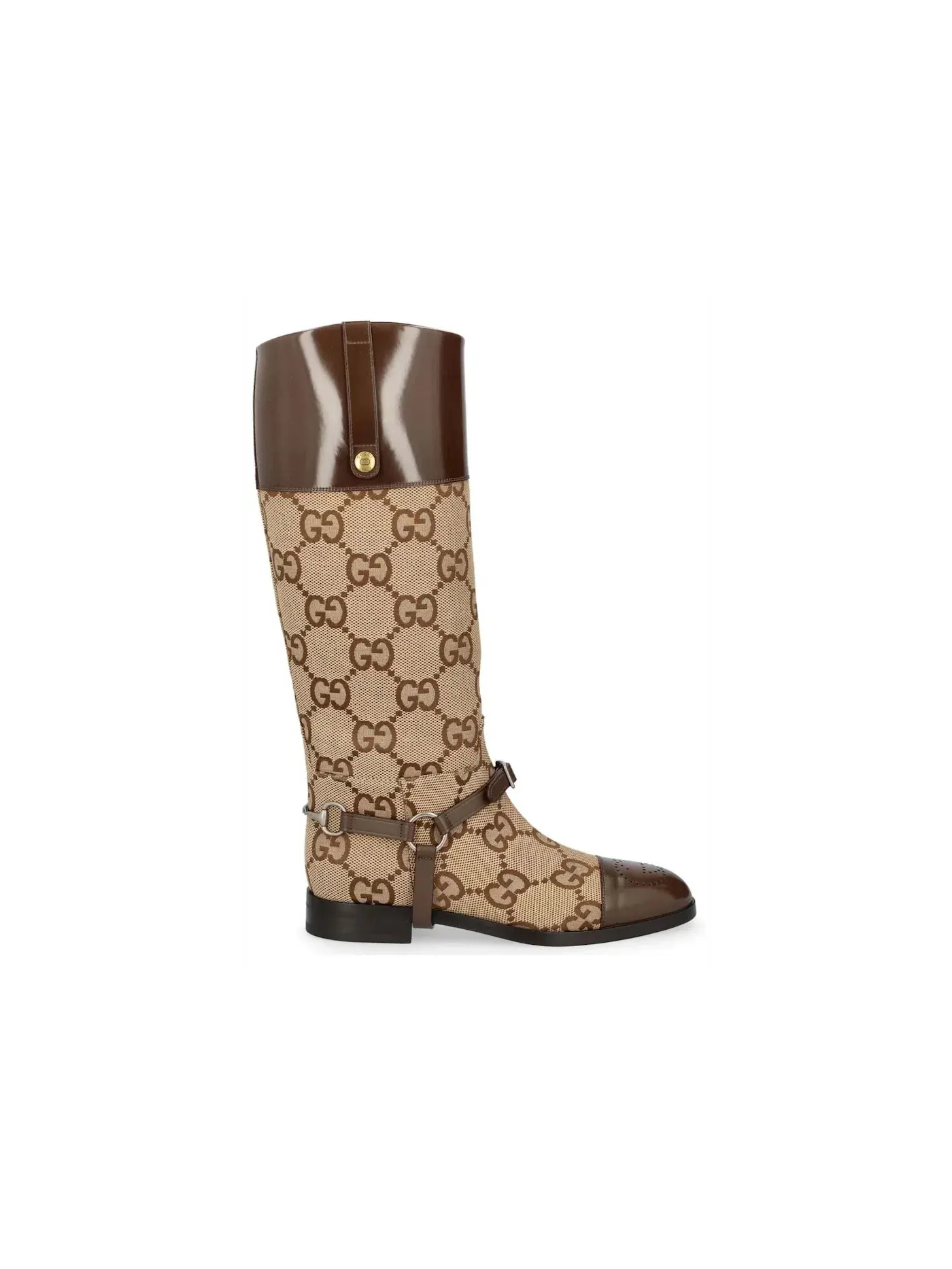 Сапоги-ботфорты Gucci GG с круглым носком, кожаные
