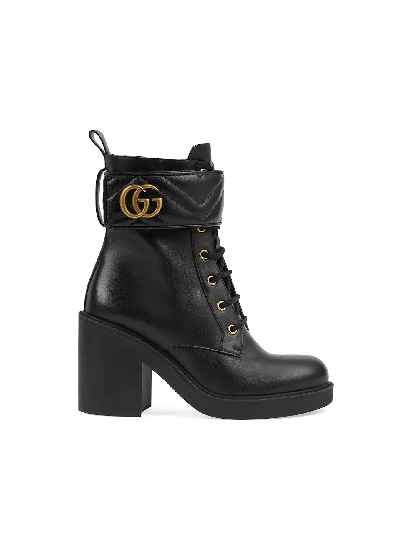 Ботинки женские Gucci GG Strap Matelasse Quilted Leather Ankle Boots — изображение 1 из 1, черный