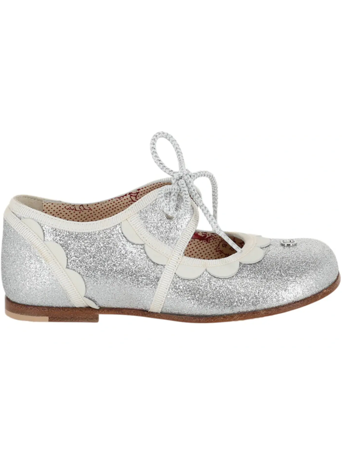Детские туфли-лодочки Gucci Glitter Scalloped-Trim Dress Shoes, серебристые — изображение 1 из 3, серебряный