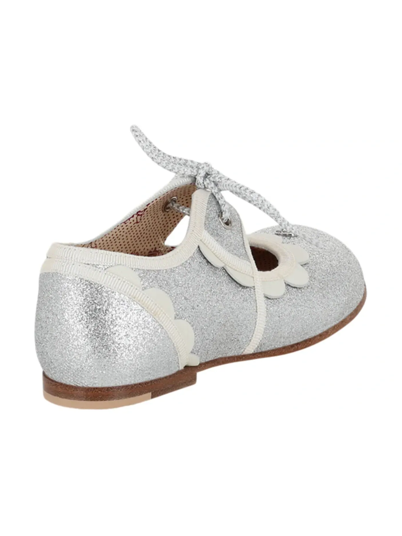 Детские туфли-лодочки Gucci Glitter Scalloped-Trim Dress Shoes, серебристые — изображение 3 из 3, серебряный