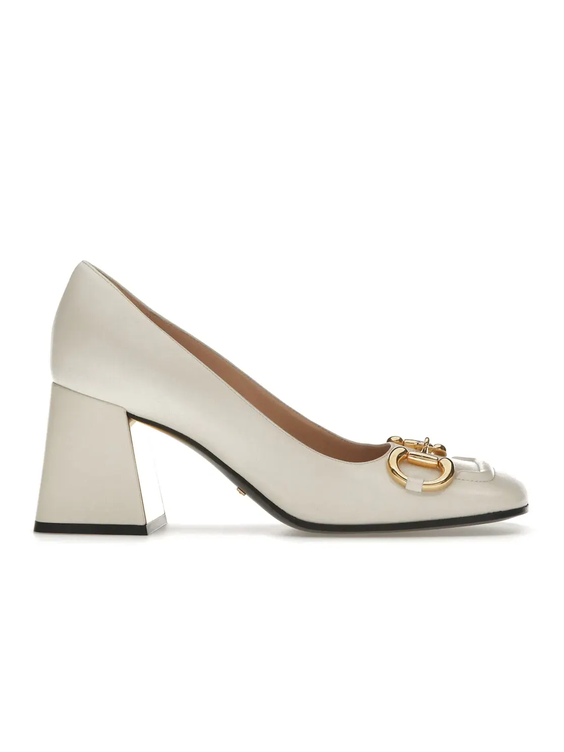 Туфли женские Gucci Horsebit 75mm Pump, на каблуке — изображение 1 из 4, белый
