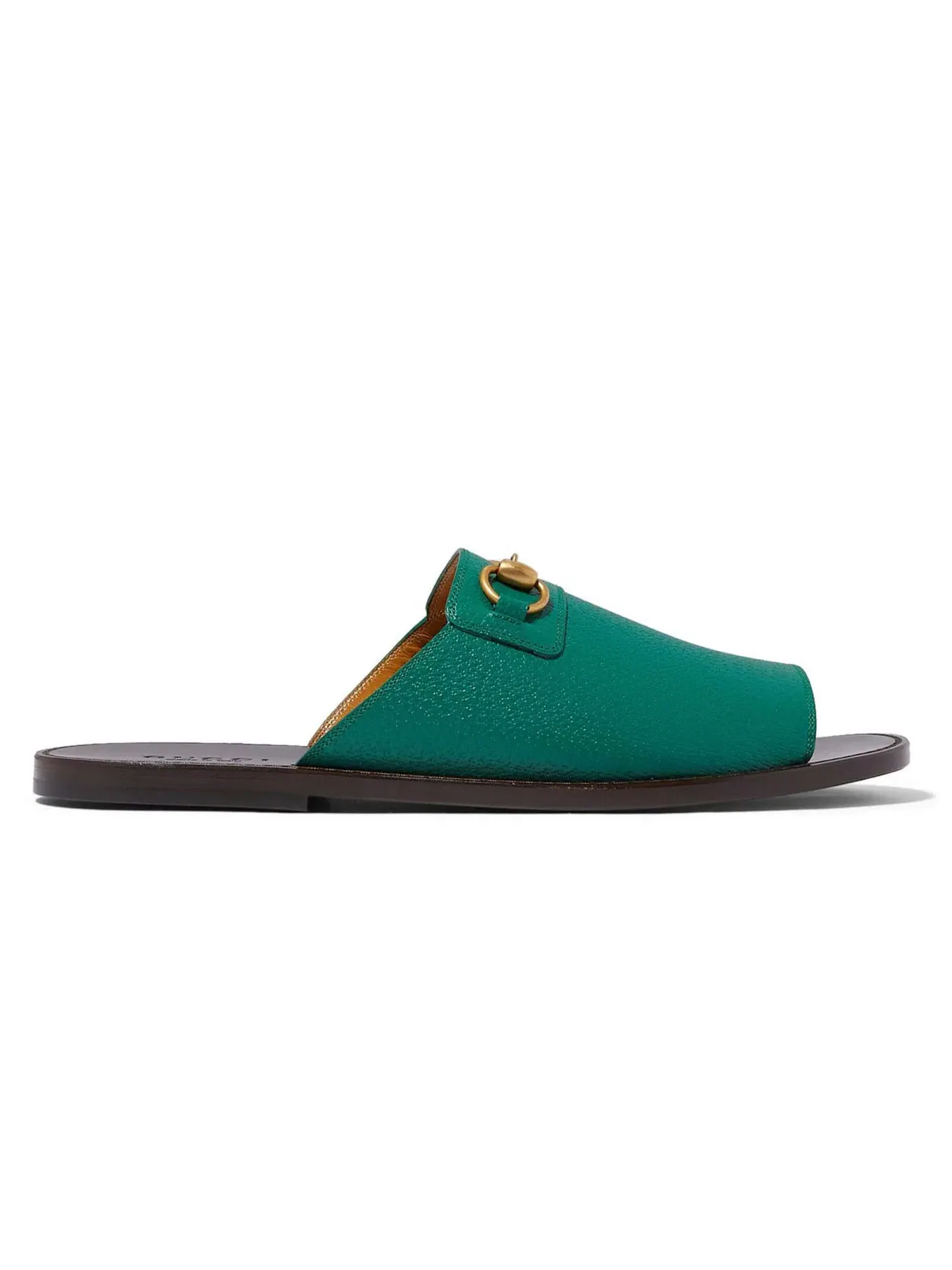 Шлепанцы мужские Gucci Horsebit Leather Flat Slides, кожаные