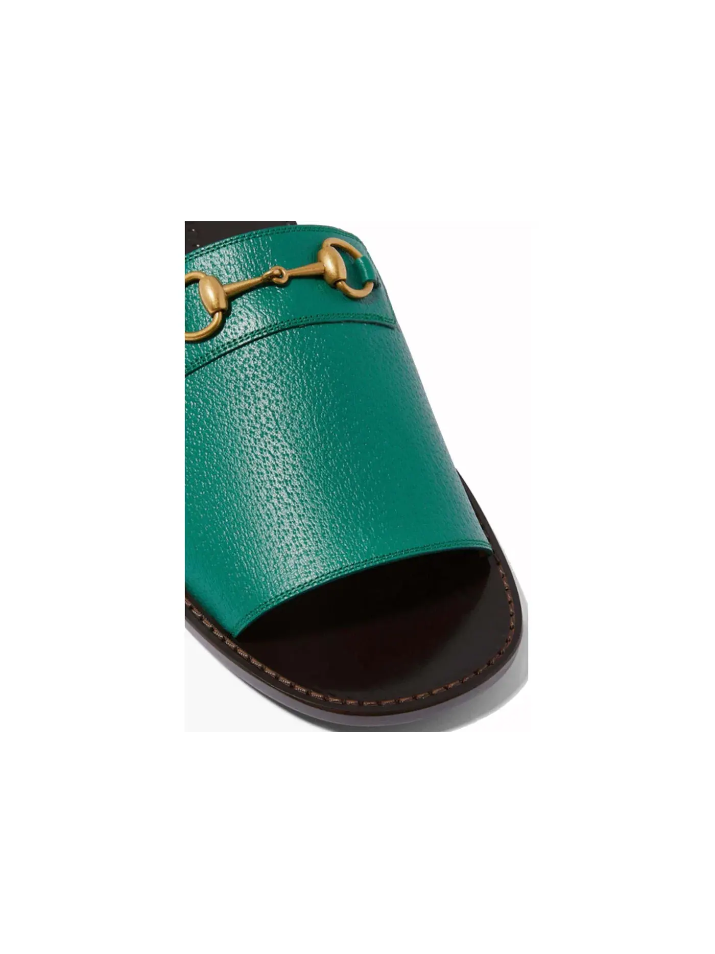 Шлепанцы мужские Gucci Horsebit Leather Flat Slides, кожаные — изображение 2 из 2, зеленый