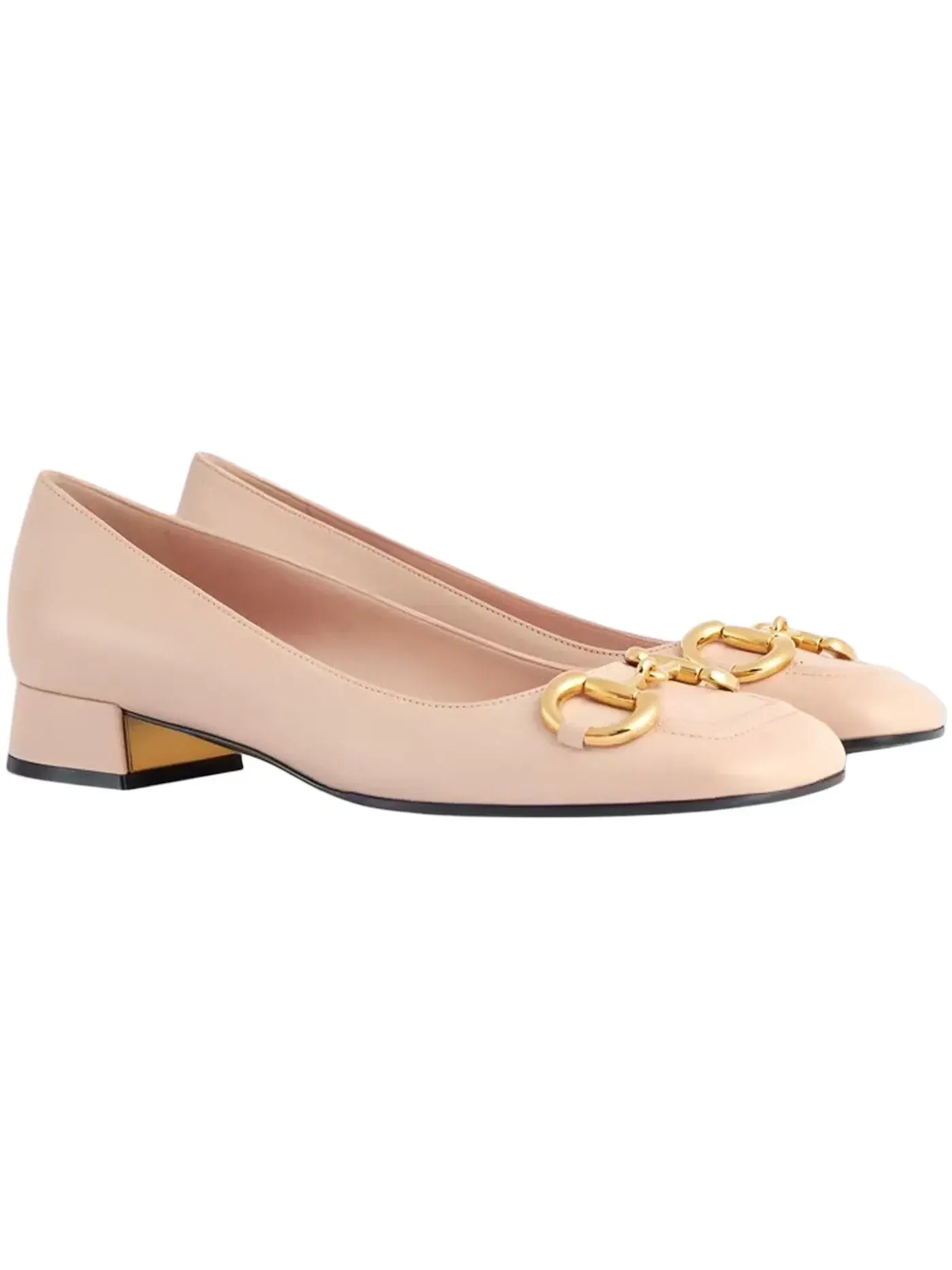 Балетки женские Gucci Horsebit Ballet Flat, кожаные, с фурнитурой Horsebit — изображение 2 из 3, нежно-розовый