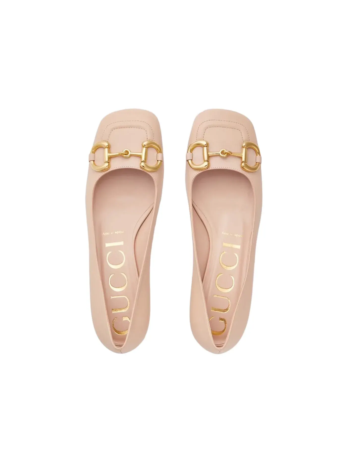 Балетки женские Gucci Horsebit Ballet Flat, кожаные, с фурнитурой Horsebit — изображение 3 из 3, нежно-розовый