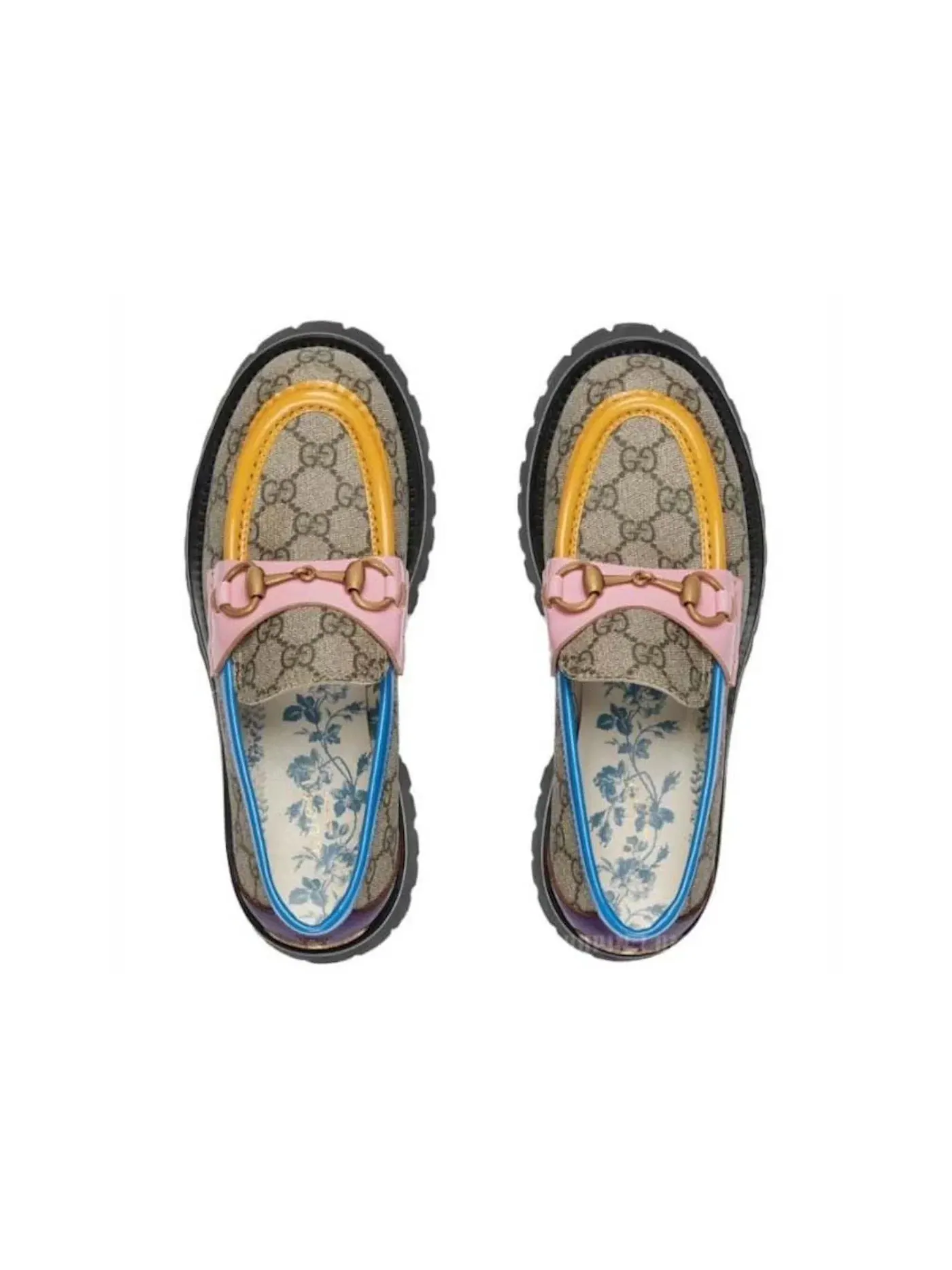 Лоферы Gucci Horsebit Loafer с принтом — изображение 2 из 2, бежевый