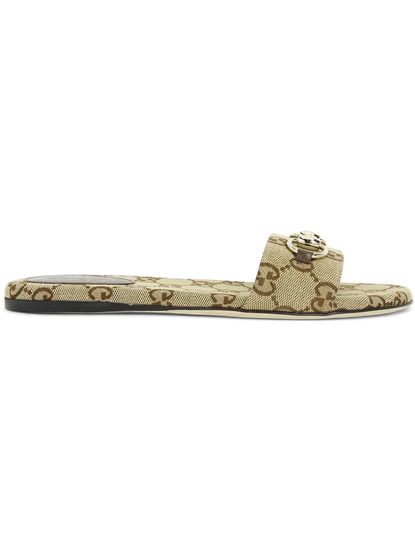 Сандалии-слайды Gucci Horsebit Slide Sandal, с принтом GG