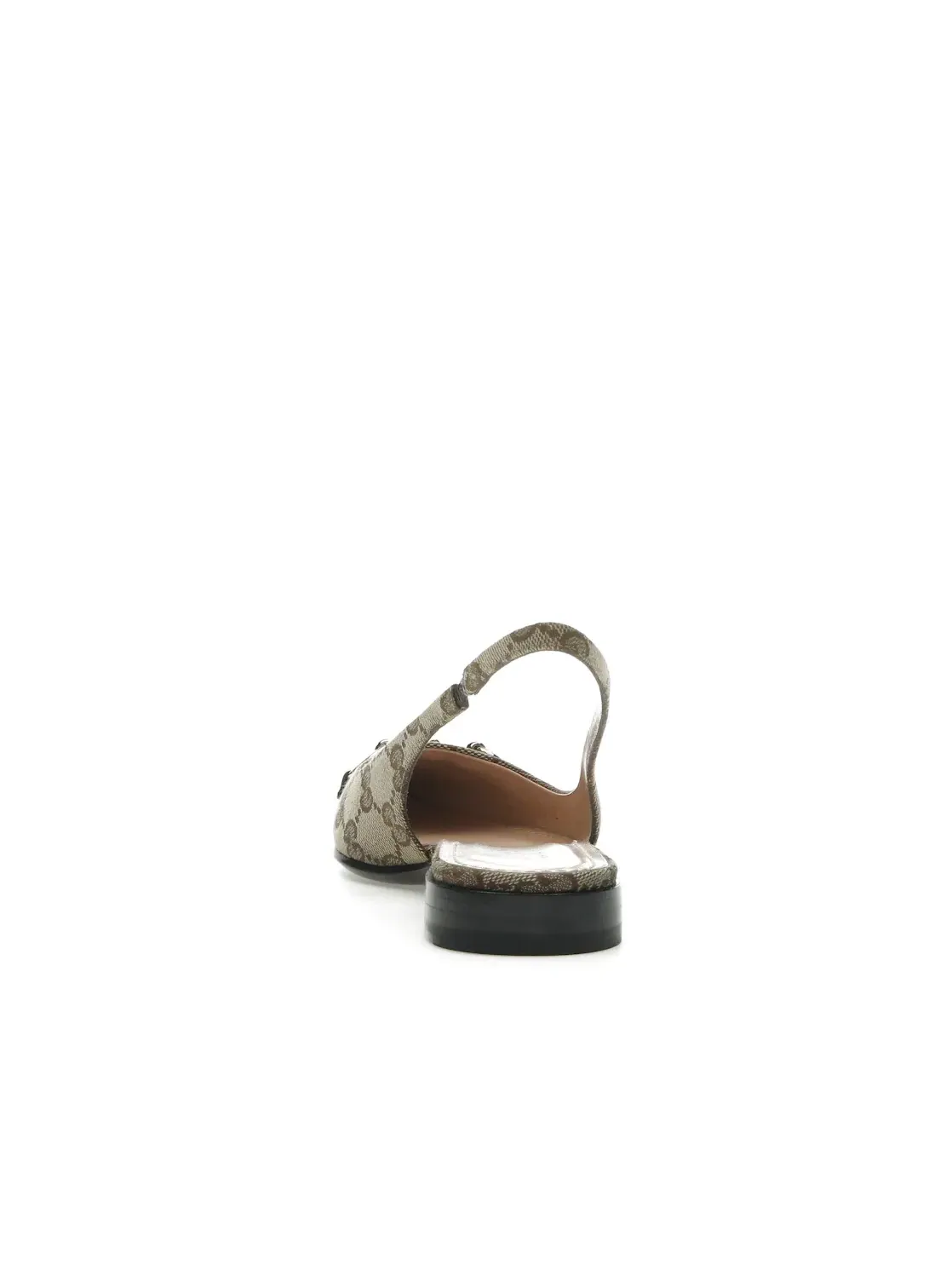 Туфли-лодочки Gucci Horsebit Slingback Flat на низком каблуке с открытой пяткой — изображение 4 из 4, бежевый