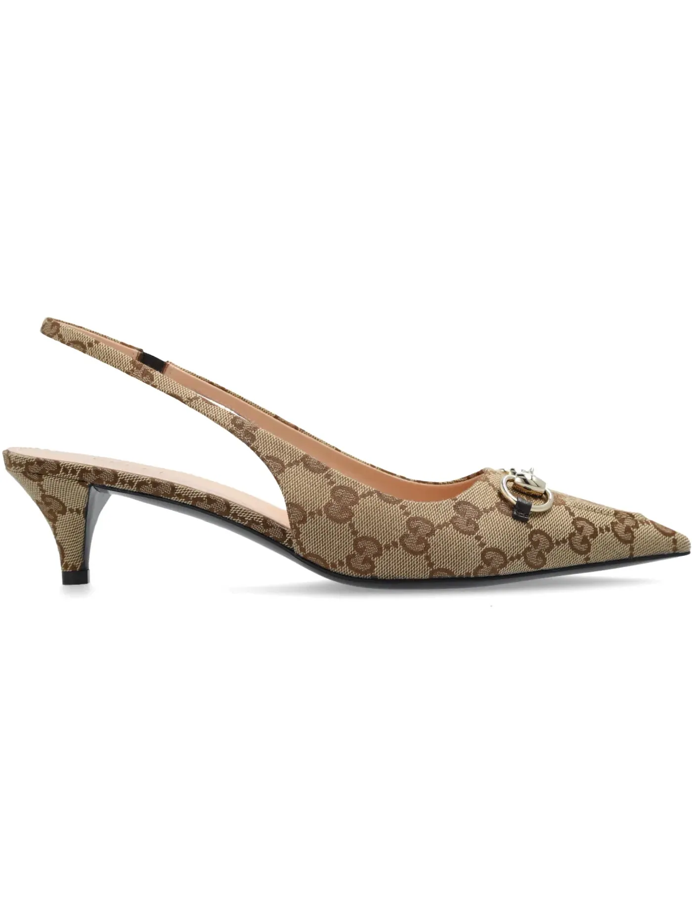 Туфли-лодочки Gucci Horsebit Slingback Pumps, с ремешком — изображение 1 из 1, бежевый