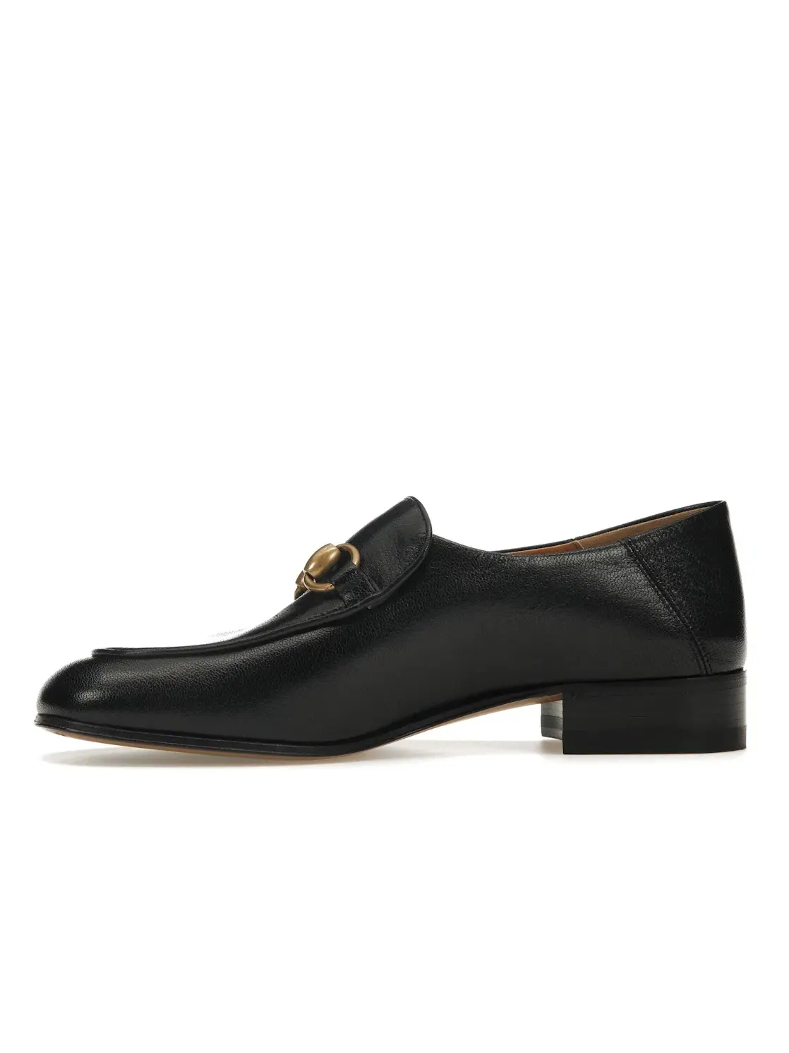 Лоферы женские Gucci Horsebit Slip On, с золотистой фурнитурой — изображение 3 из 4, черный