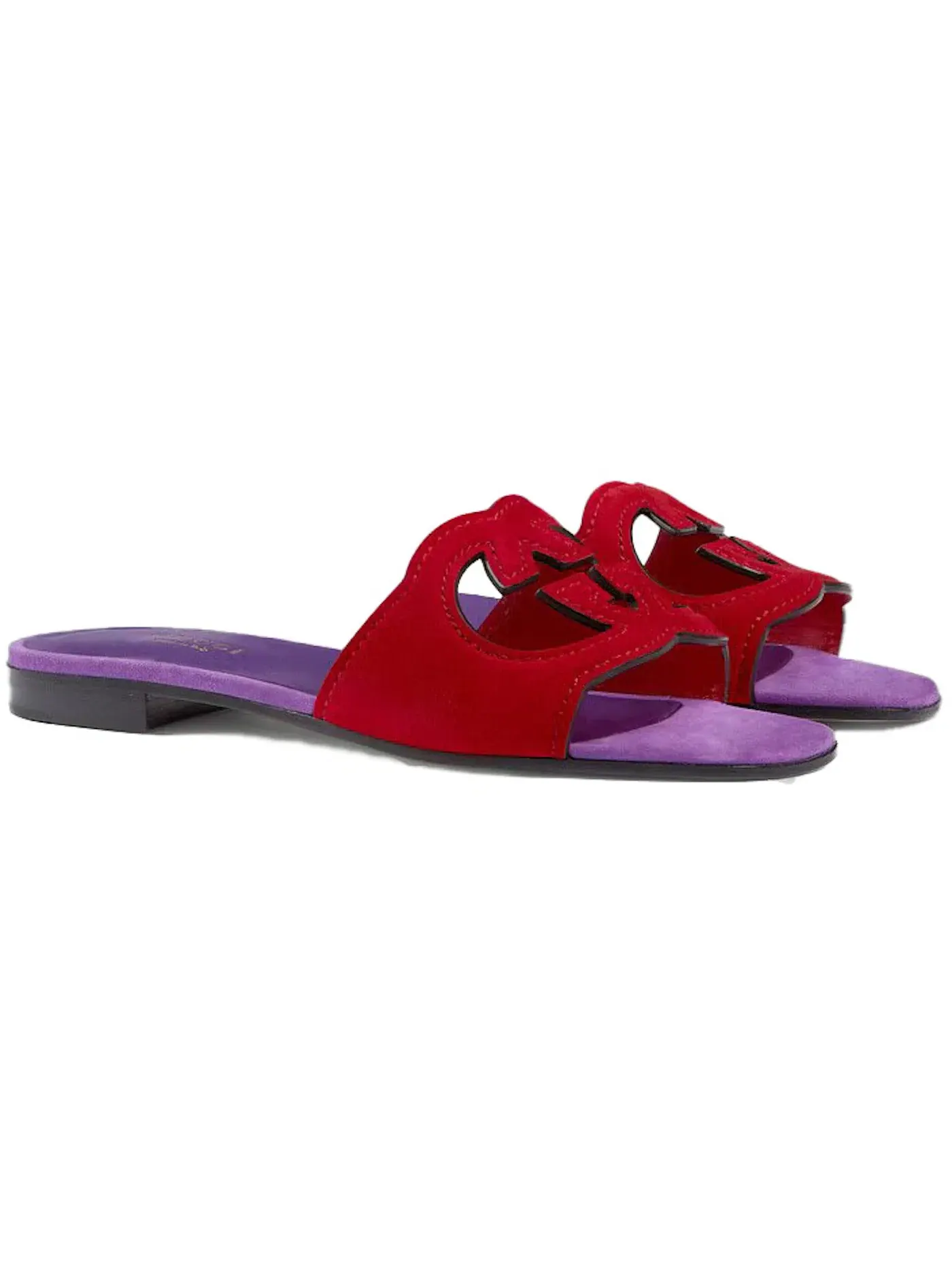 Шлепанцы женские Gucci Interlocking G Cut Slide Sandal — изображение 2 из 3, красный/фиолетовый