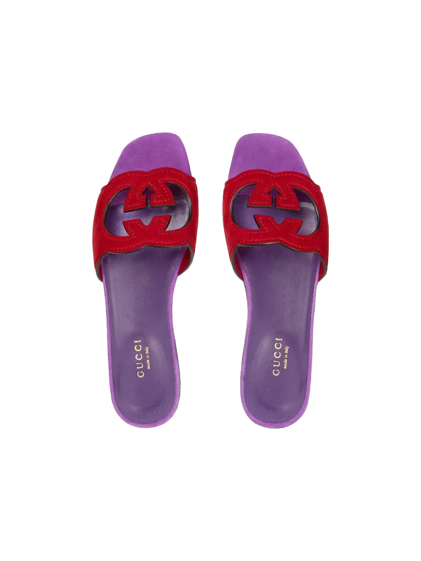 Шлепанцы женские Gucci Interlocking G Cut Slide Sandal — изображение 3 из 3, красный/фиолетовый