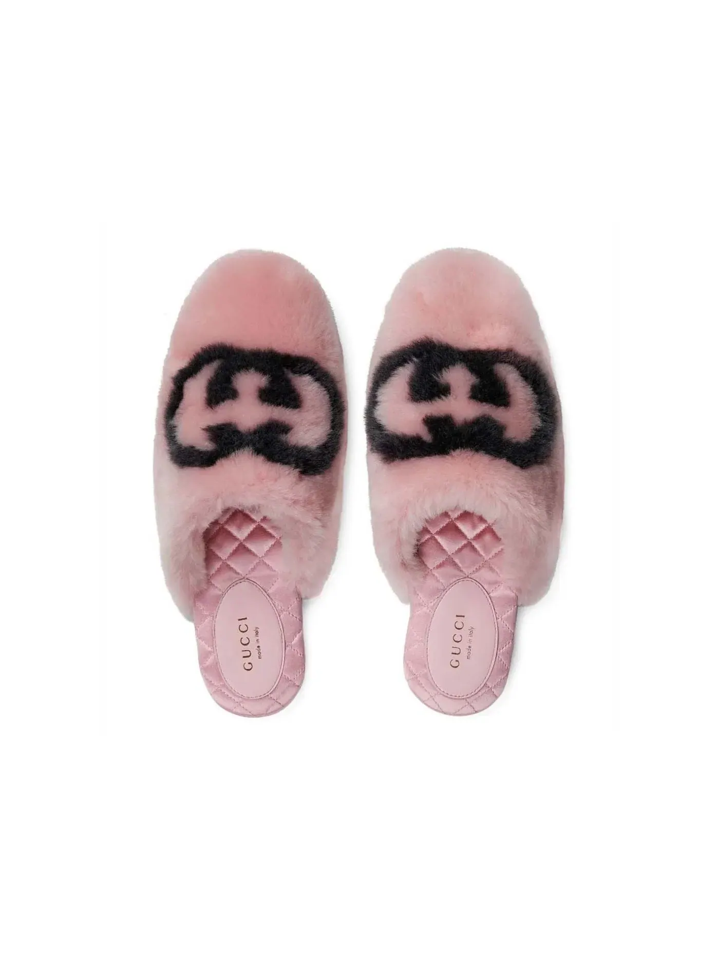 Тапочки женские Gucci Interlocking G из искусственного меха — изображение 2 из 2, розовый