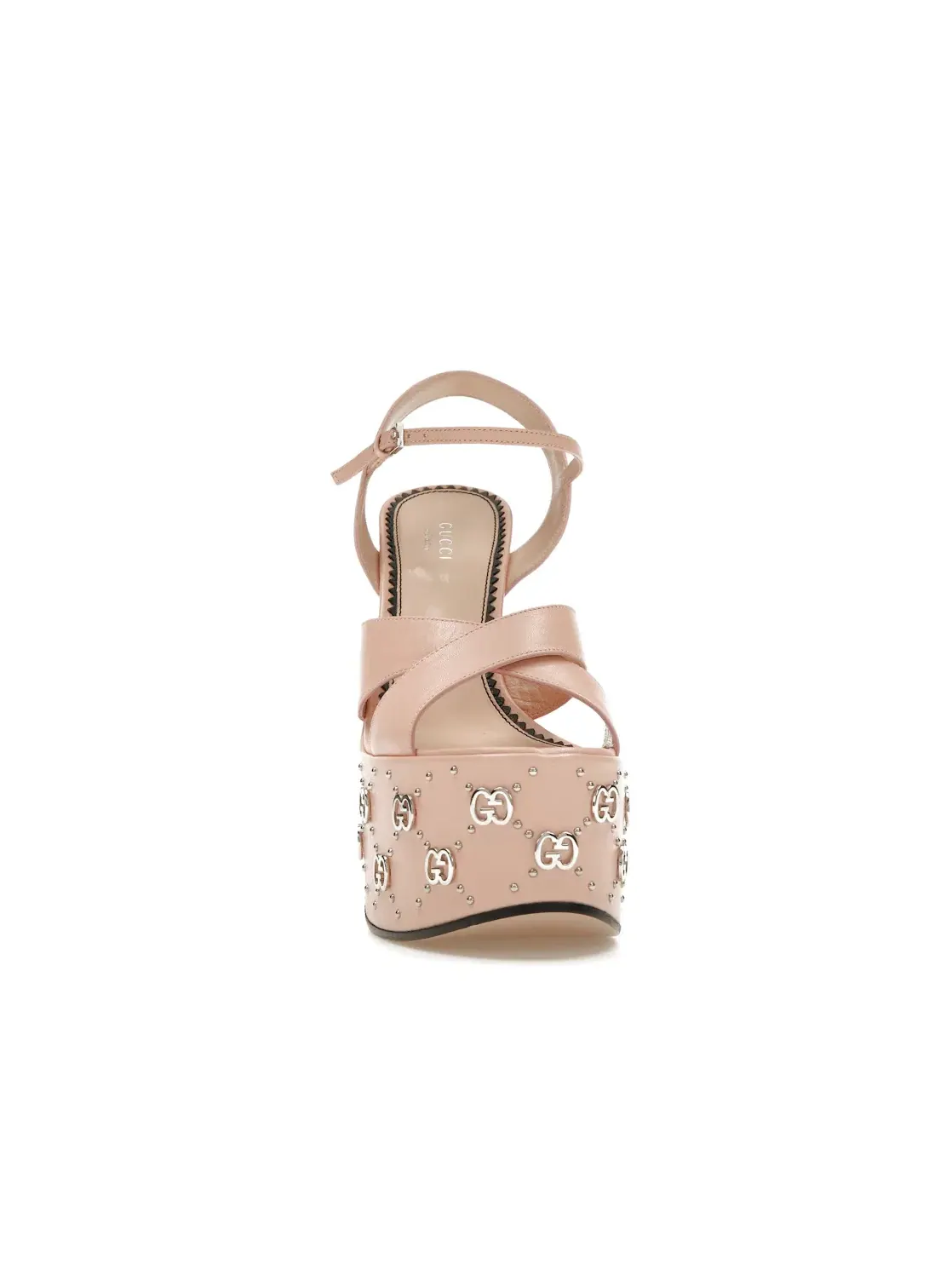 Босоножки Gucci Interlocking G на платформе из натуральной кожи — изображение 2 из 4, розовый