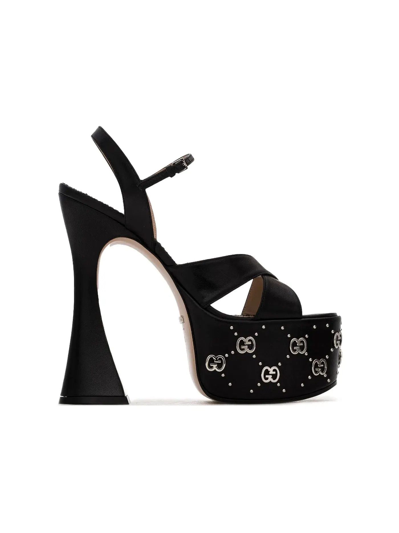 Босоножки женские Gucci Interlocking G Studs на каблуке