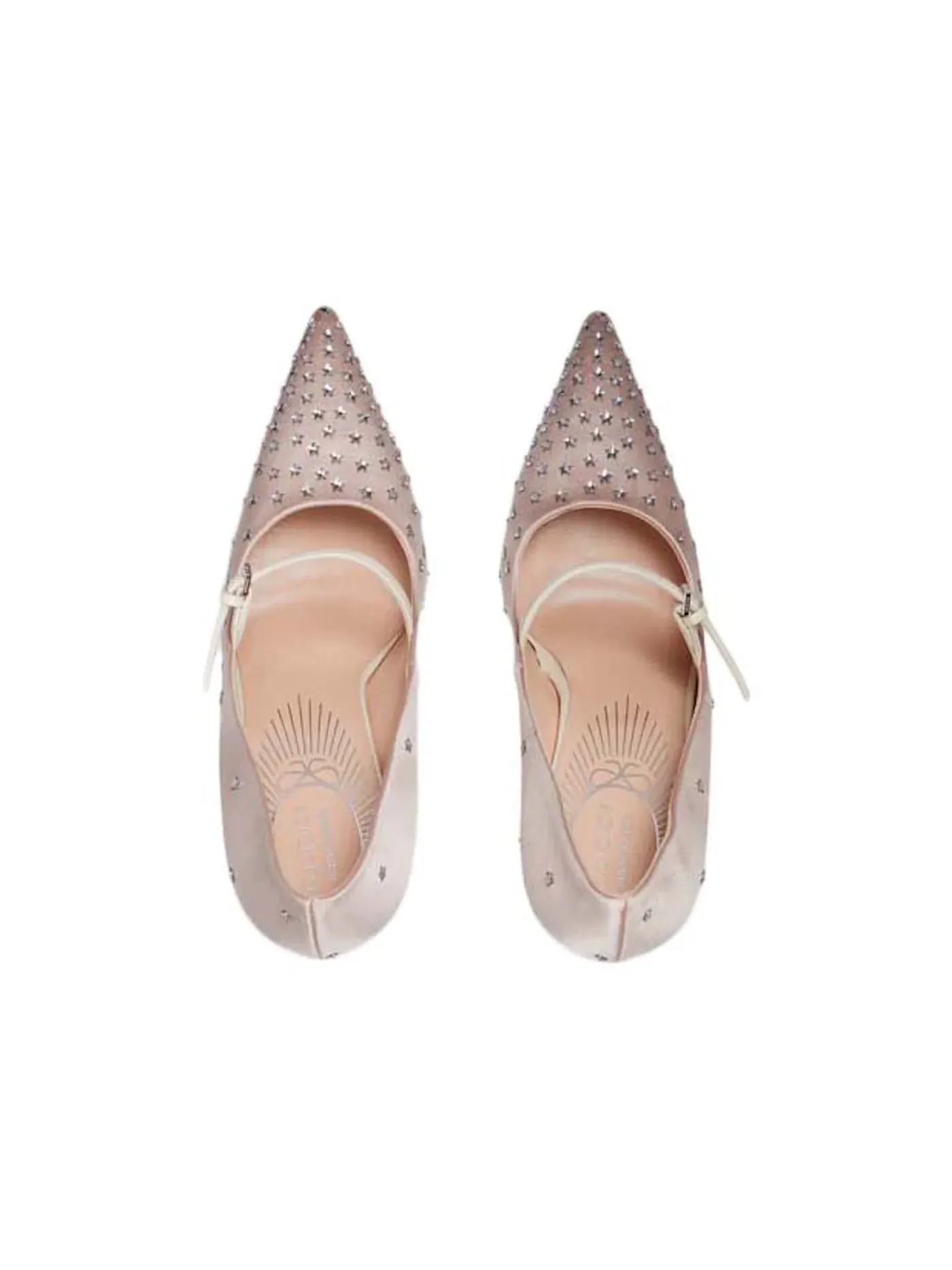Туфли женские Gucci Jodie Embellished Satin Pumps атласные на каблуке с декором розовые — изображение 2 из 2, розовый