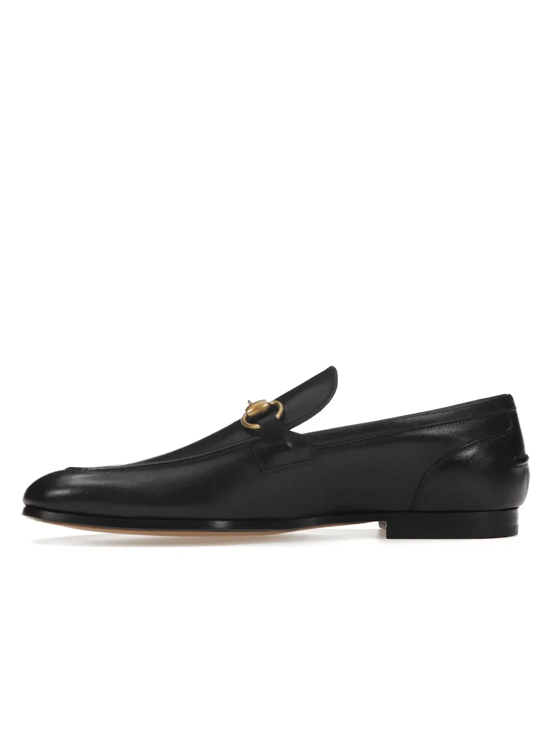 Лоферы мужские Gucci Jordaan, кожаные, с золотой пряжкой — изображение 3 из 4, черный/золотистый
