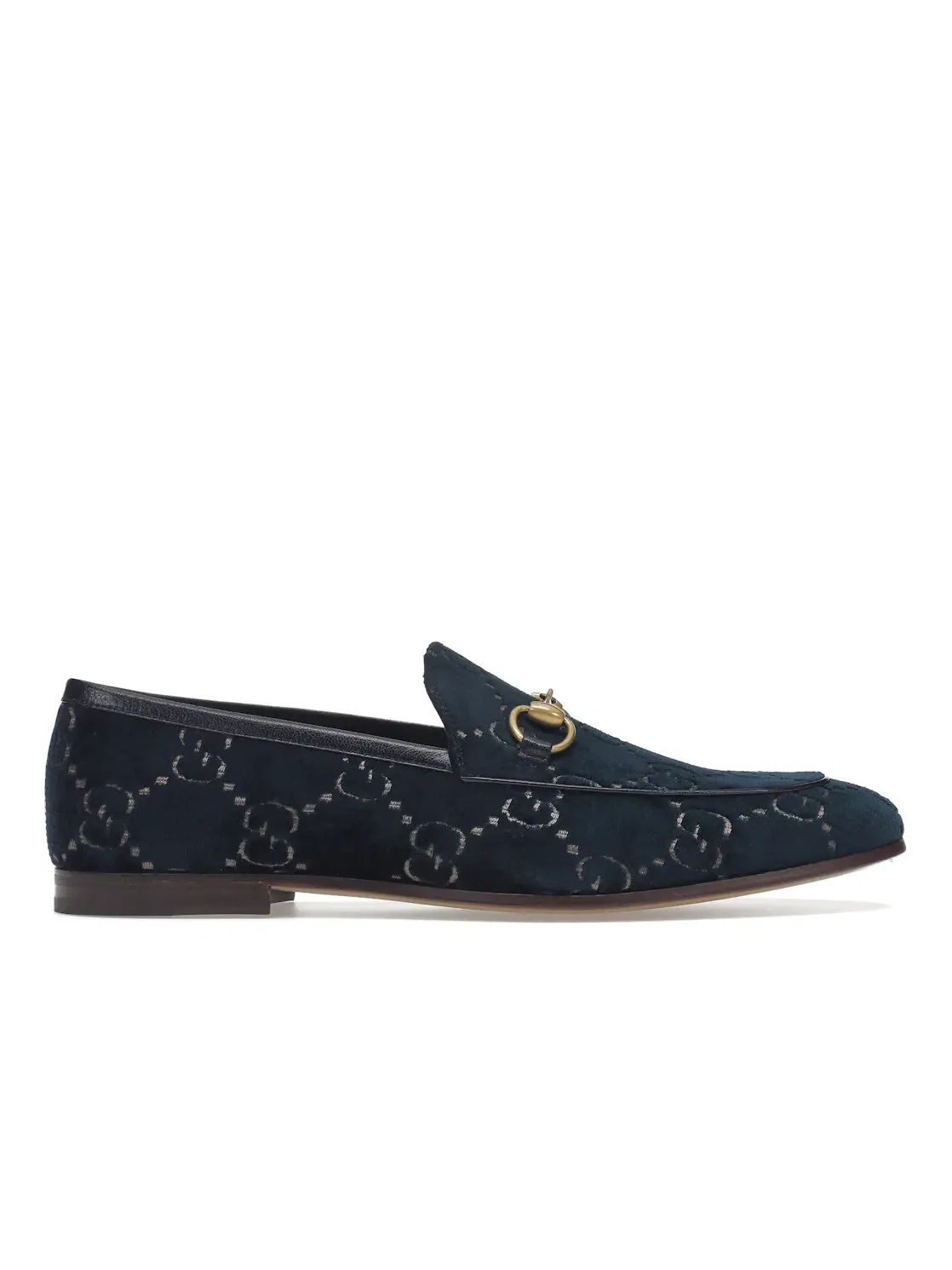 Лоферы мужские Gucci Jordaan GG бархатные синие с золотой фурнитурой