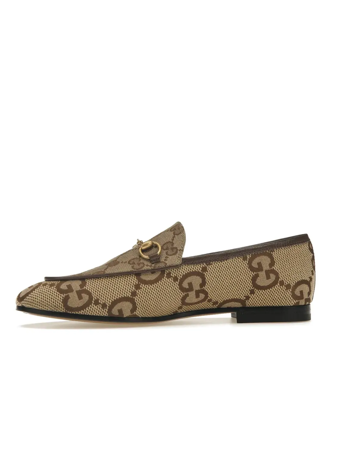 Лоферы женские Gucci Jordaan Loafer, с принтом GG Supreme — изображение 3 из 4, бежевый//золотистый